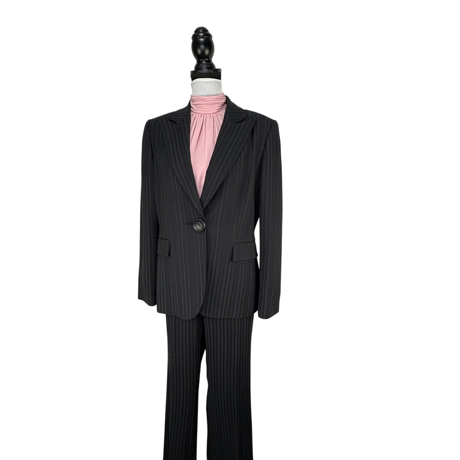 Tahari Black Pinstripe Pant Suit - Women's Size 12