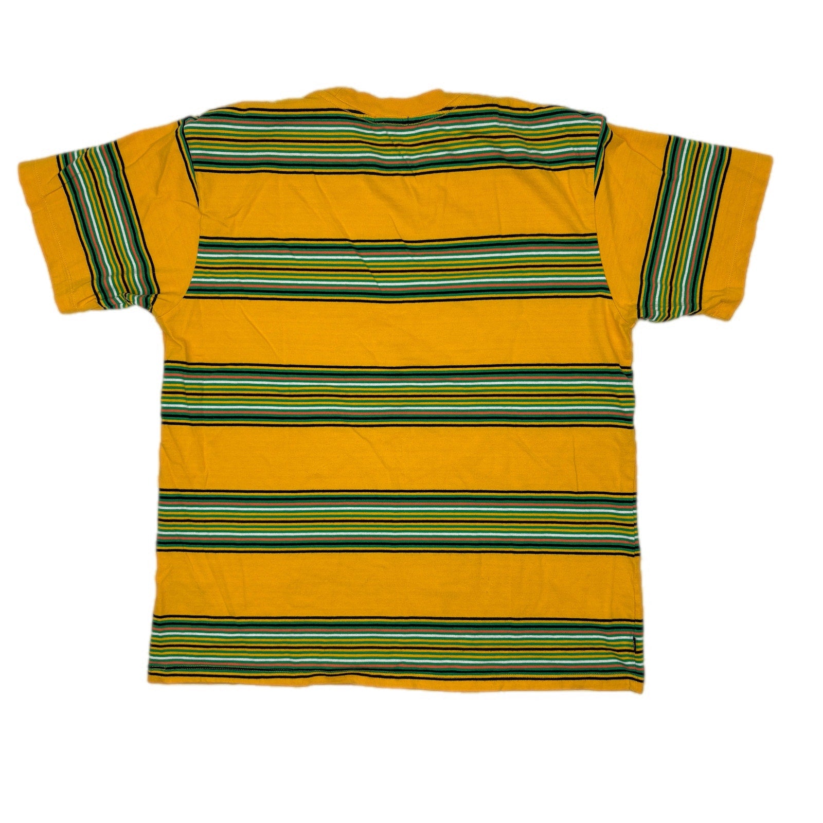 Obey Yellow Green Stripe Short Sleeve T Shirt - Men's Size M