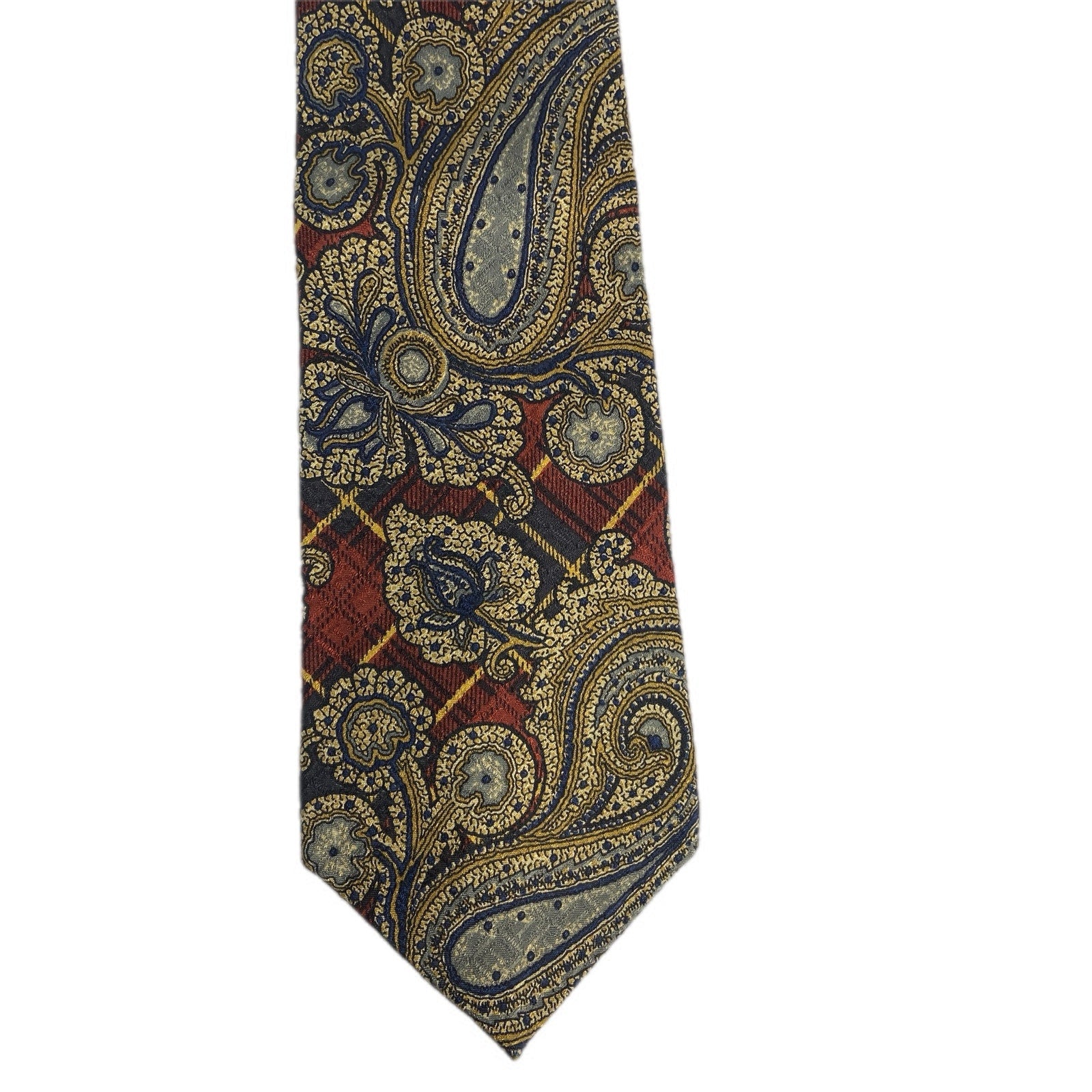 Vintage Burberrys of London Silk Plaid Paisley Men's Tie