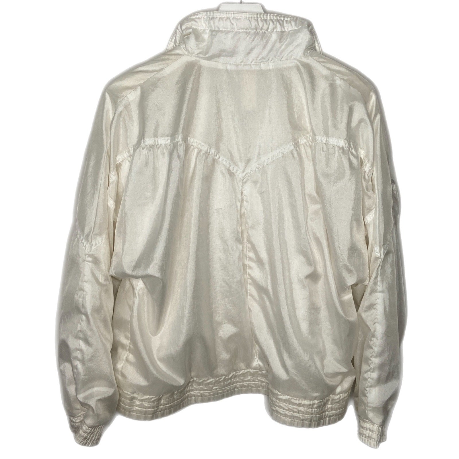 Vintage Adidas All White Oversized Fit Trefoil Logo Windbreaker - Women's Size Large