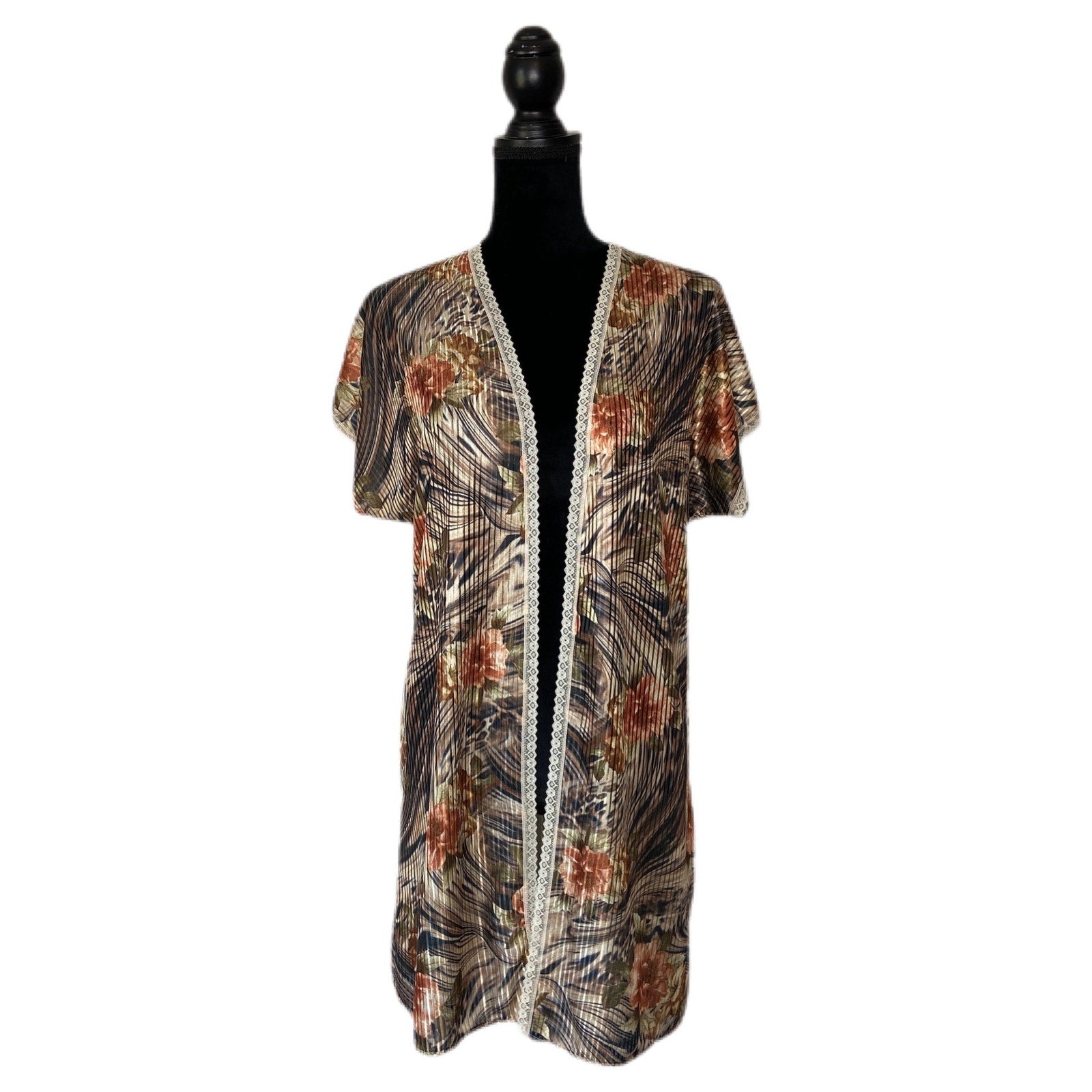 Vintage Animal Floral Print Kimono - Women's Size M