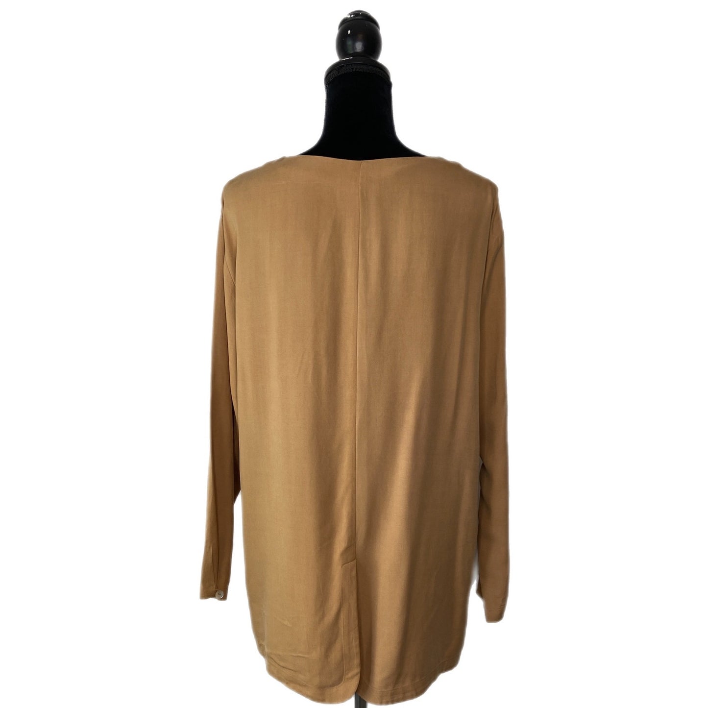 Ann Taylor Vintage Silk Tan Minimalist Blouse - Women's Size M