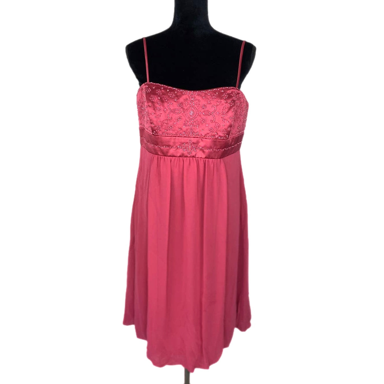 Pink Beaded Bodice Short Formal Prom Dress - Women's Size 12