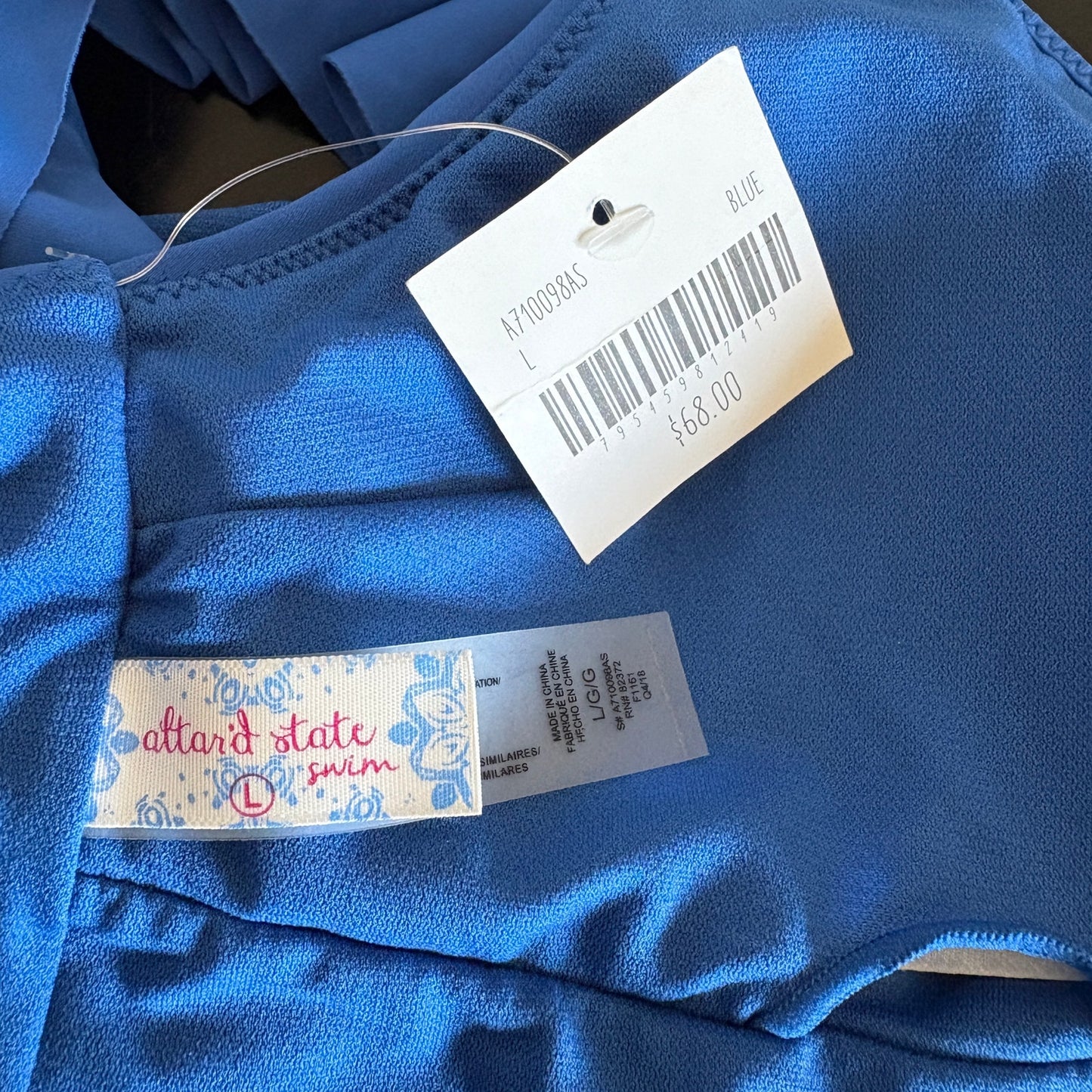 Altar'd State Blue Ruffle 1 Piece Swim Suit NWT - Women's Size L
