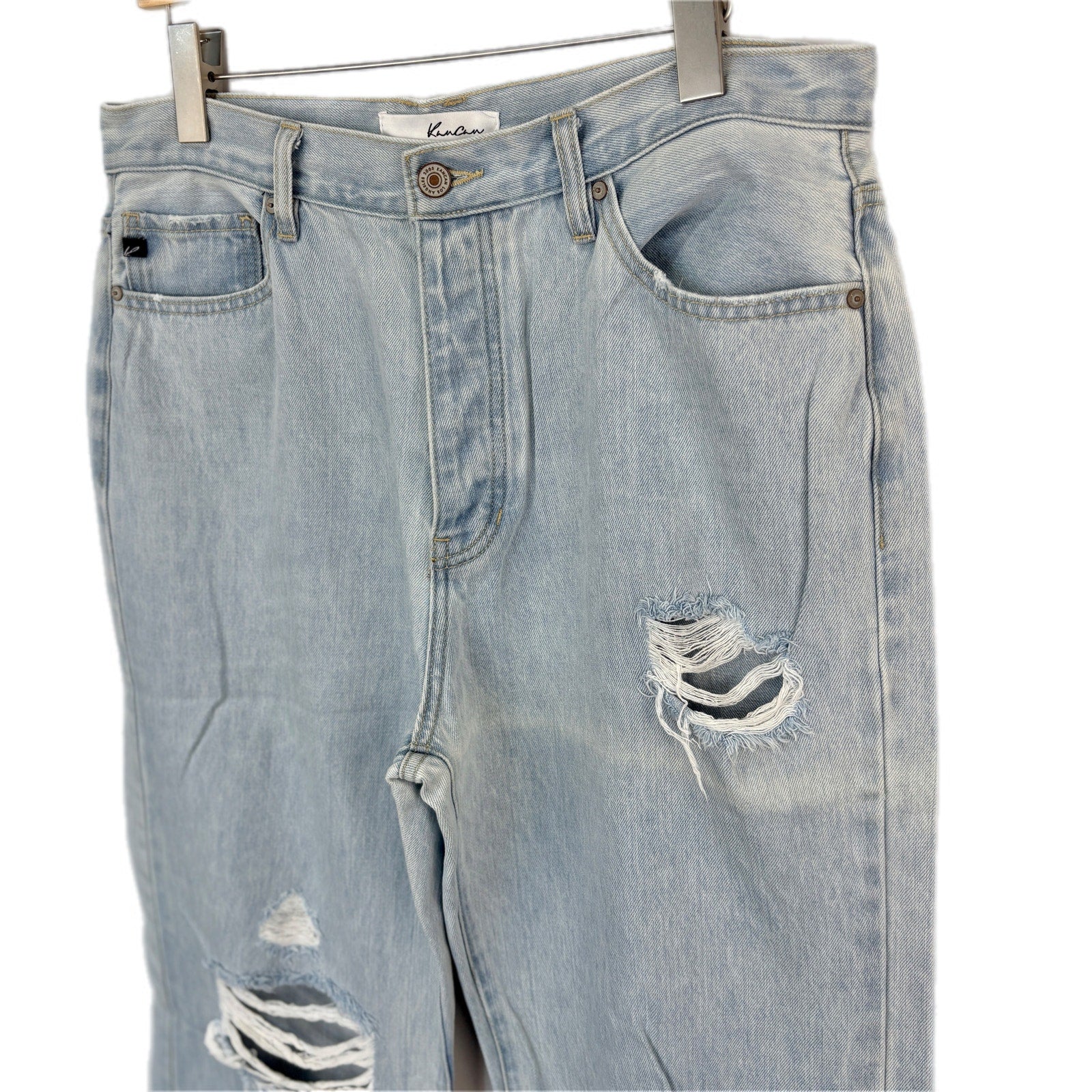 Kancan Wide Leg Faded Distressed High Waist Jeans - Women's Size 15