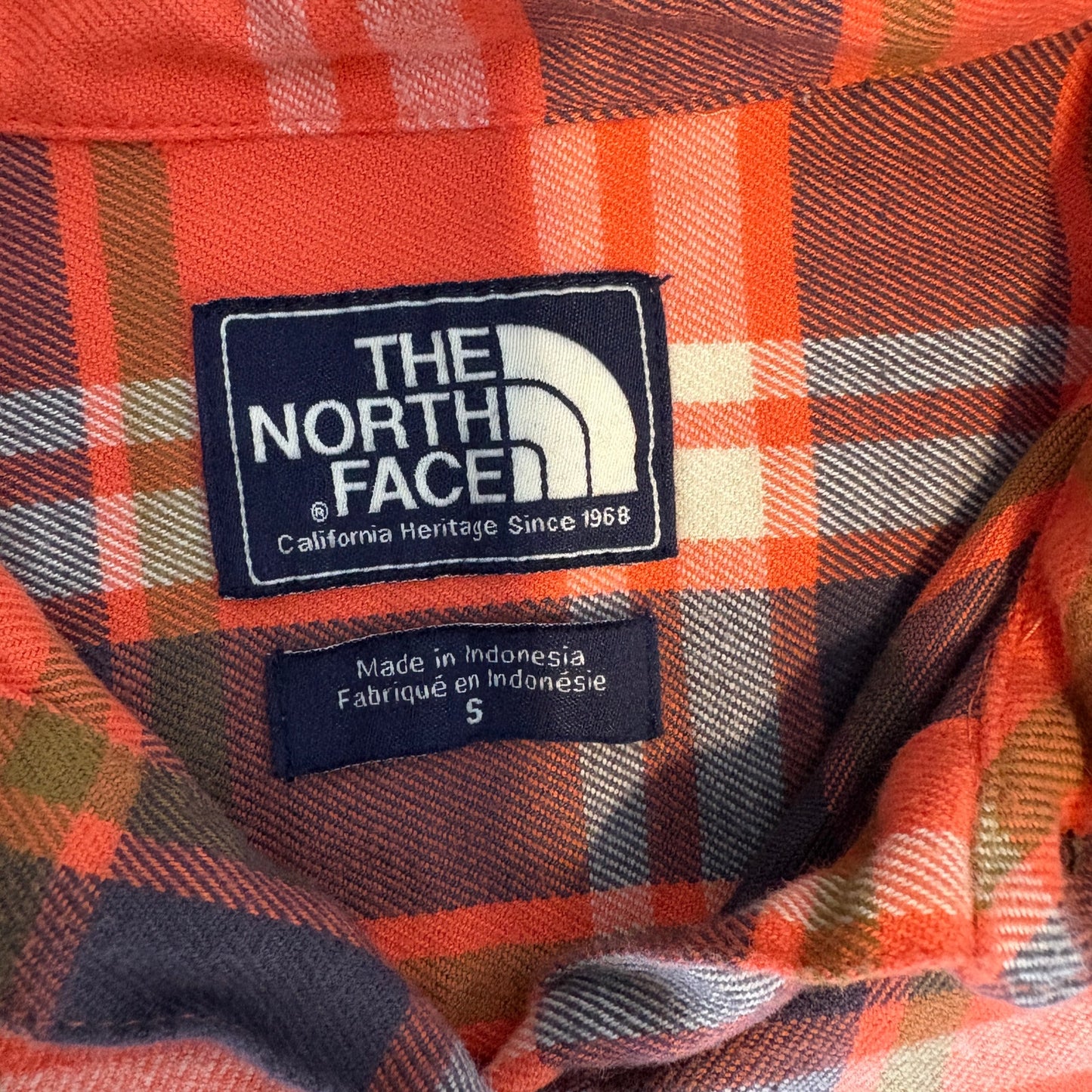 The North Face Salmon Colored Plaid Flannel Button Up Shirt - Women's Small
