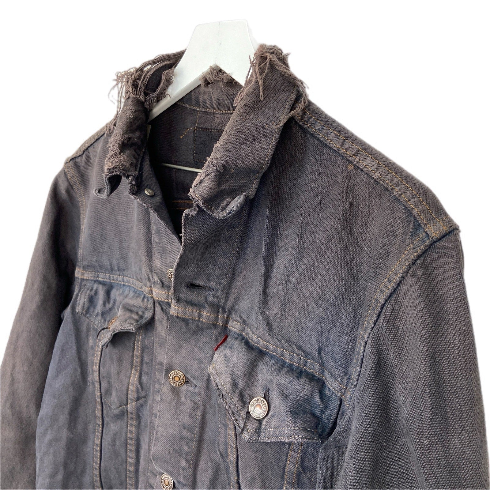 Levi's Distressed Dark Denim Pretenders Patch Jean Jacket - Women's Size Large
