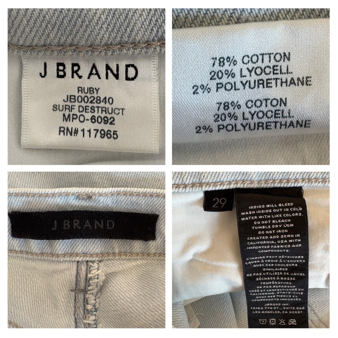 J Brand Ruby High-rise Cropped Cigarette Jeans In Surf Destruct - Women's 29