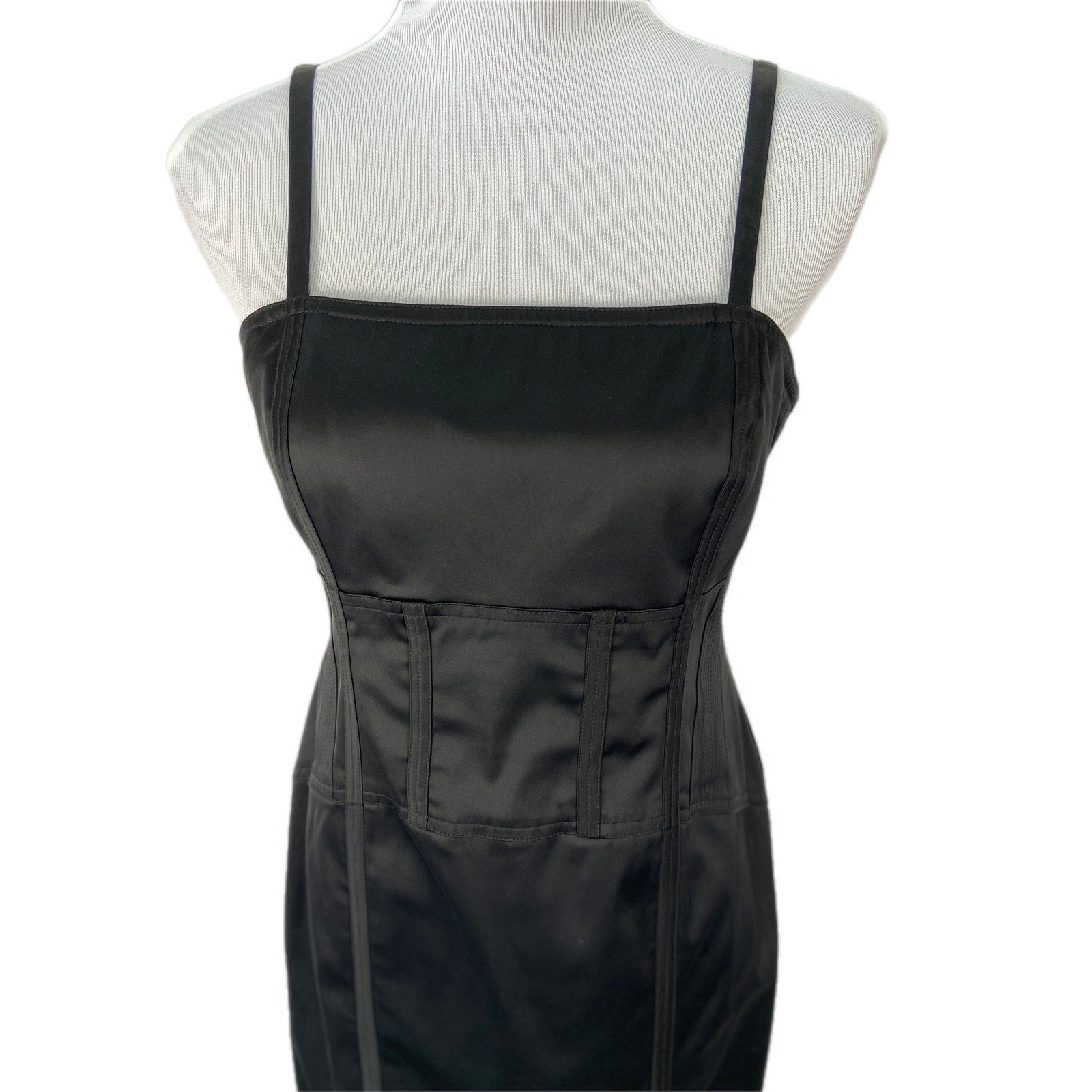 Vintage Black Corset Style Office Siren Slip Dress - Women's Size 8