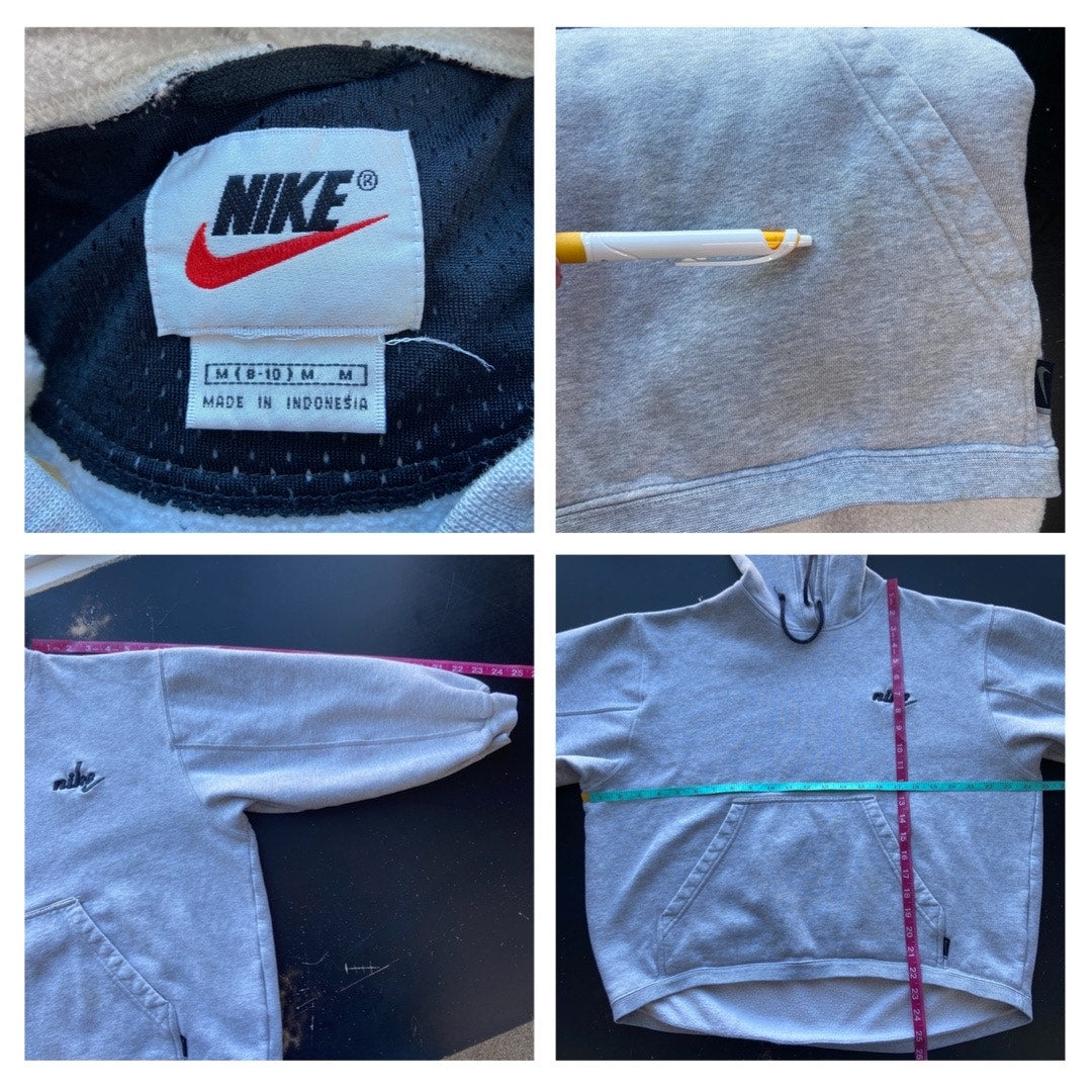 Vintage 90's Nike Gray Crop Hoodie - Women's Size M