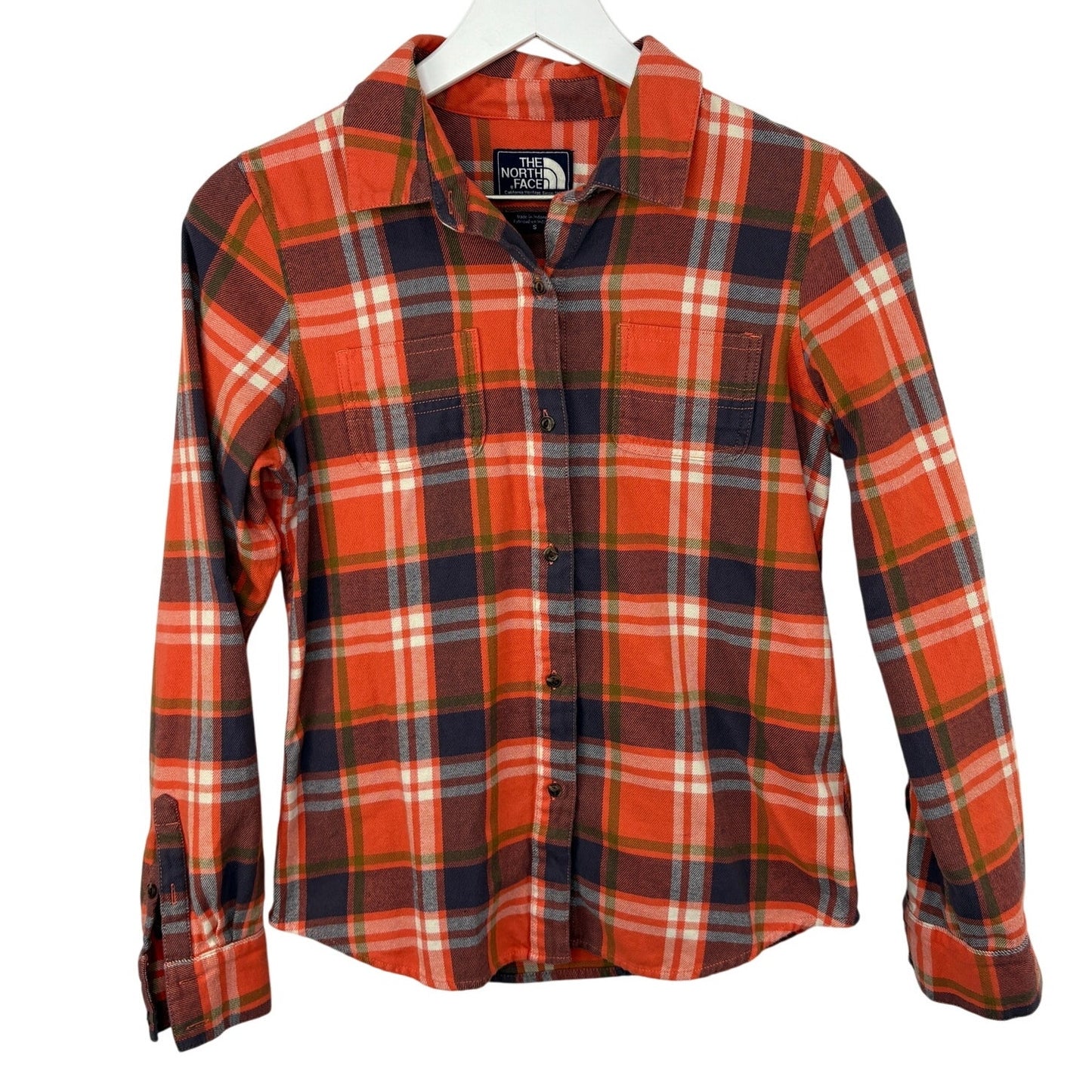 The North Face Salmon Colored Plaid Flannel Button Up Shirt - Women's Small