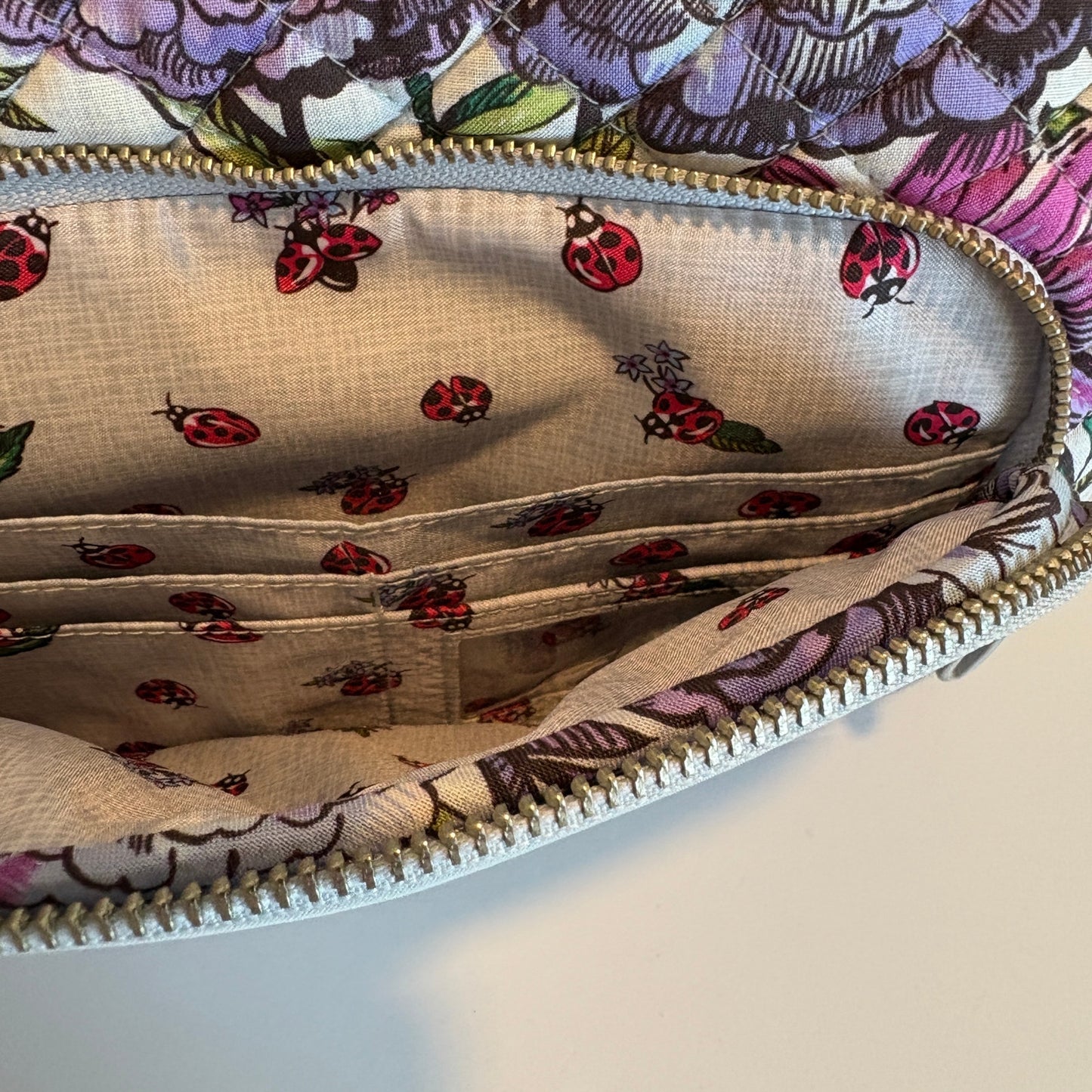 Vera Bradley Lavender Meadow Ladybugs Little Hipster Crossbody