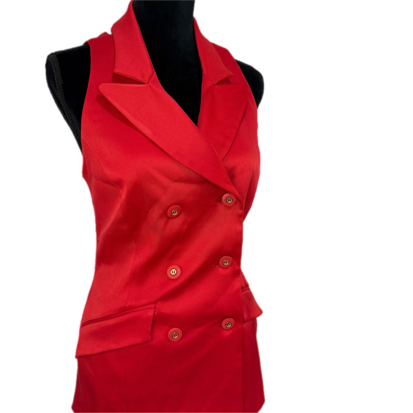 Y2K Corpcore Red Sleeveless Vest Skirt Suit - Women's Size 4