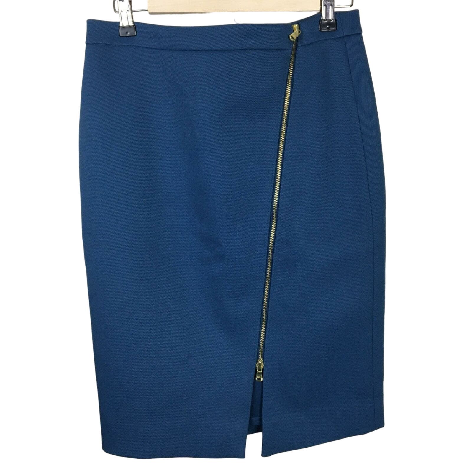 J. Crew Teal Office Wear Pencil Skirt Zipper Detail - Women's 4