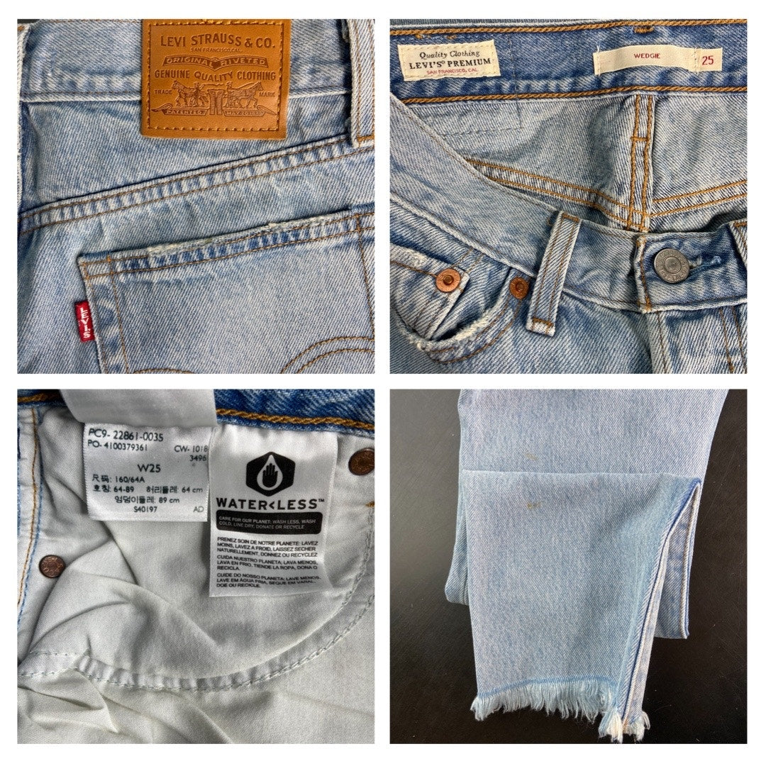 Levi's Big E Reproduction Wedgie Distressed Raw Hem Jeans - Women's Size 25
