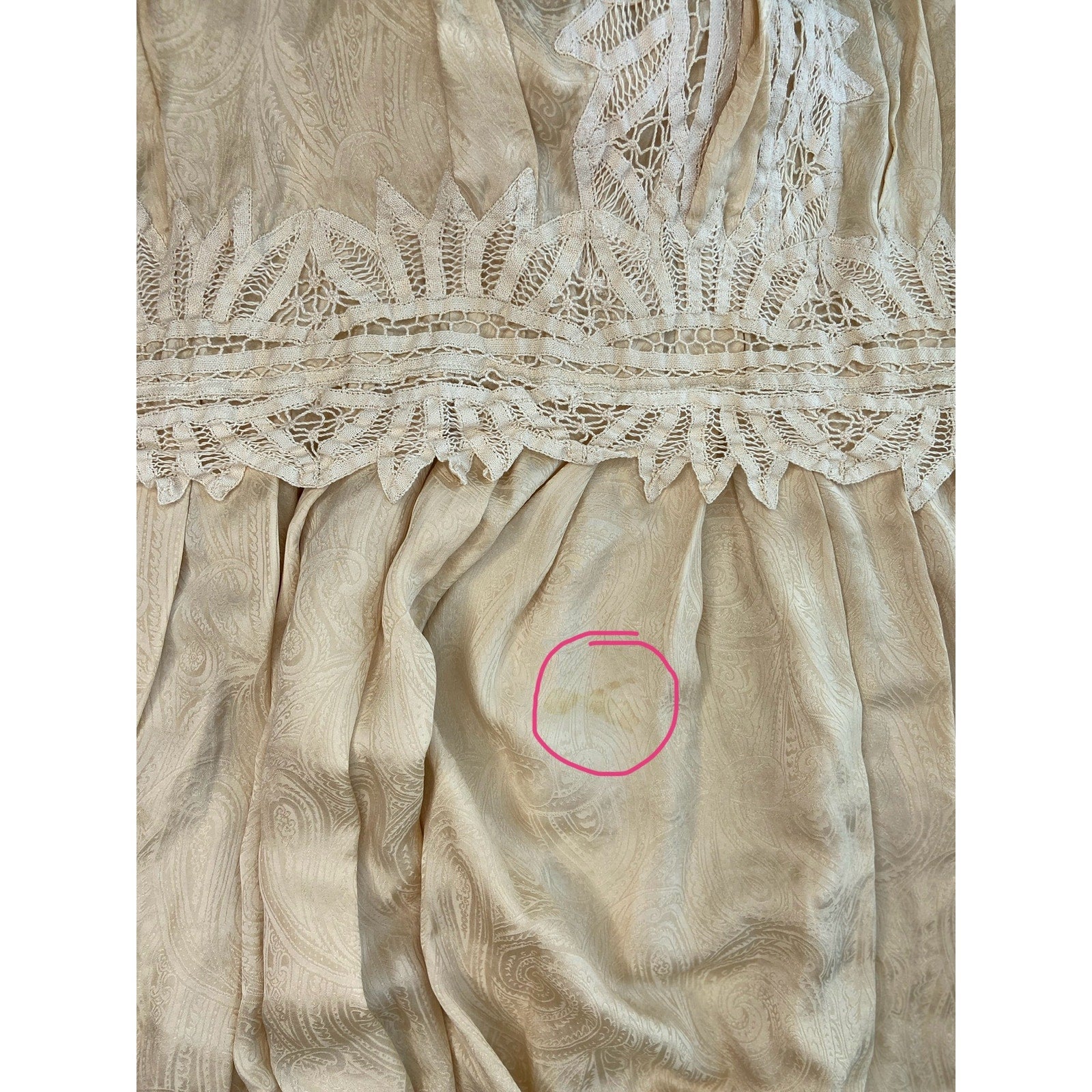 Vintage Butter Yellow Silk Damask Drop Waist 20's Style Dress - Women's Size 10