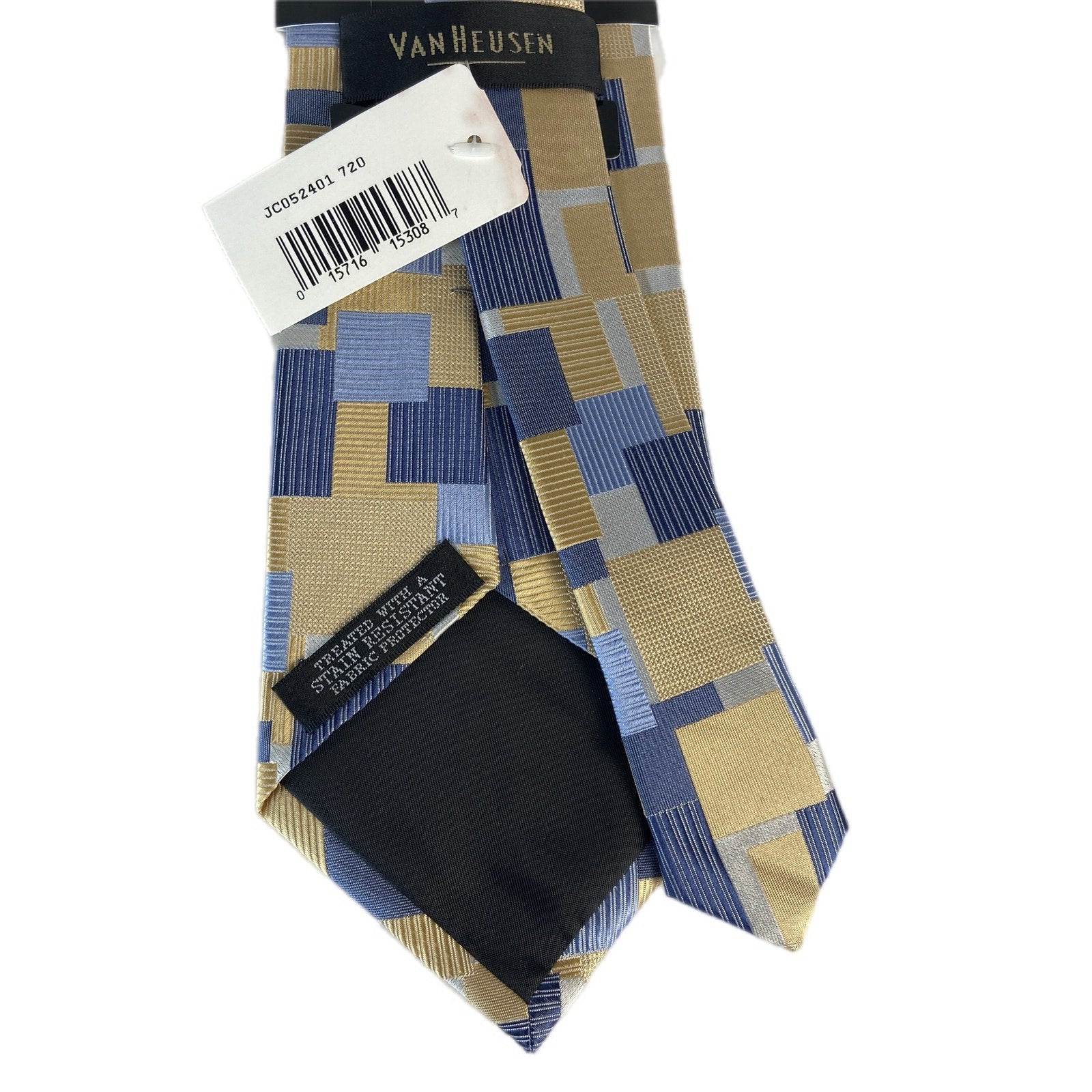 VanHeusen Yellow Blue Square Pattern Men's Tie NWT