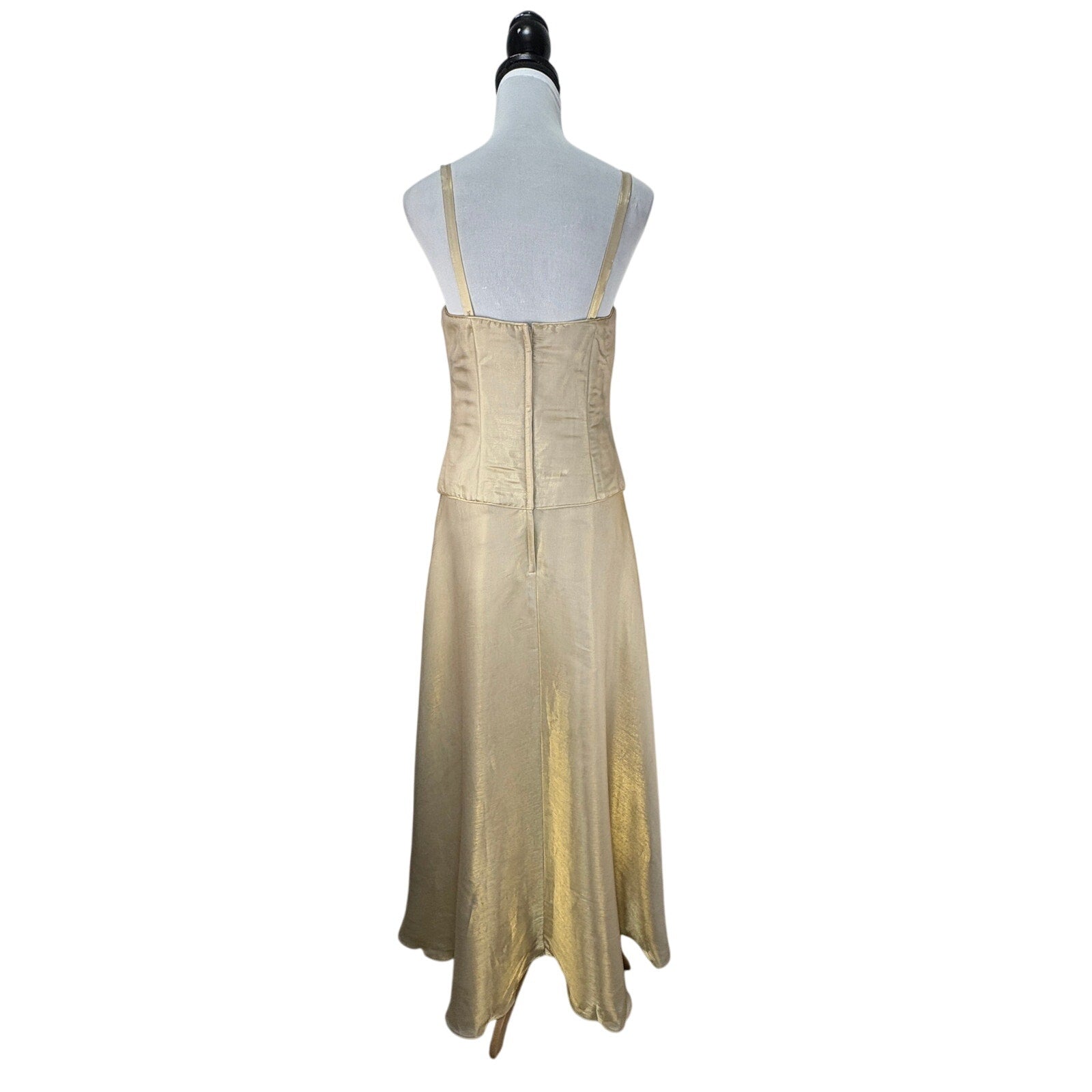NWT JESSICA MCCLINTOCK Gold Iridescent Formal Dress Gown Prom Vintage Size 10