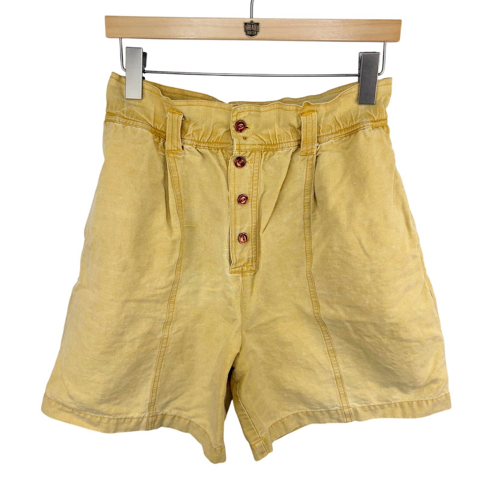 Vintage 90's Yellow Paper Bag High Waist Shorts - Women's Size 5/6
