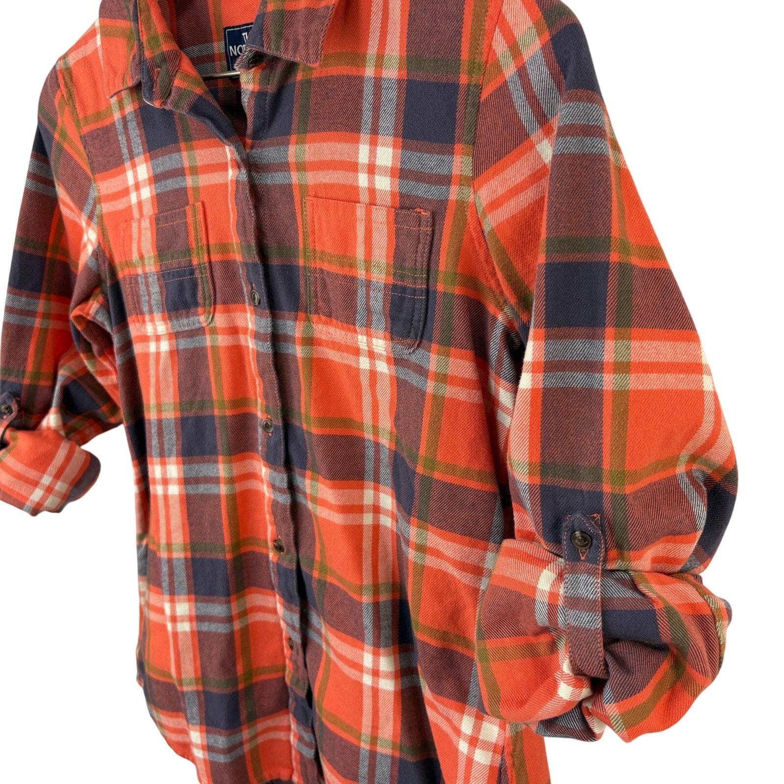 The North Face Salmon Colored Plaid Flannel Button Up Shirt - Women's Small