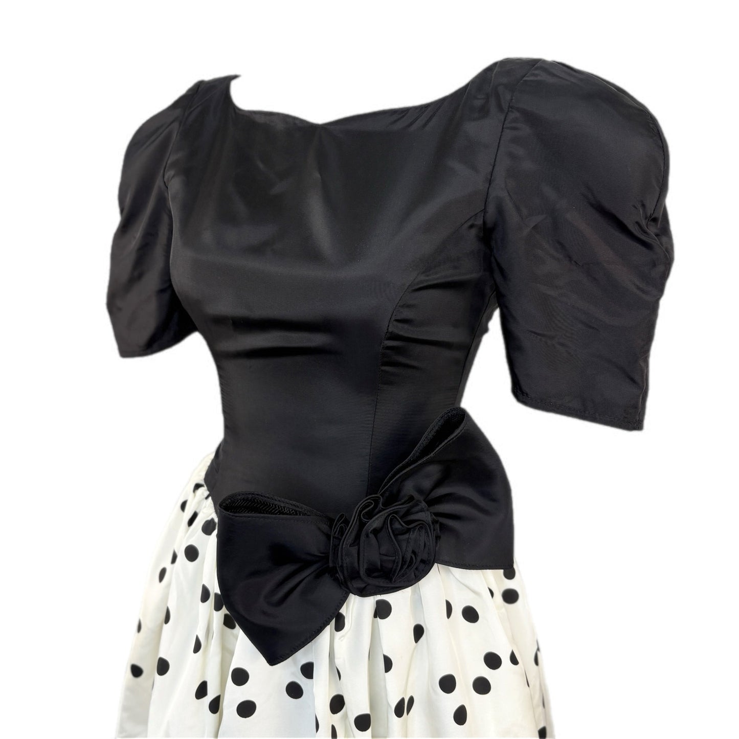 Gunne Sax Jessica McClintock Taffeta Polka Dot Big Bow Formal Dress - Size 3/4