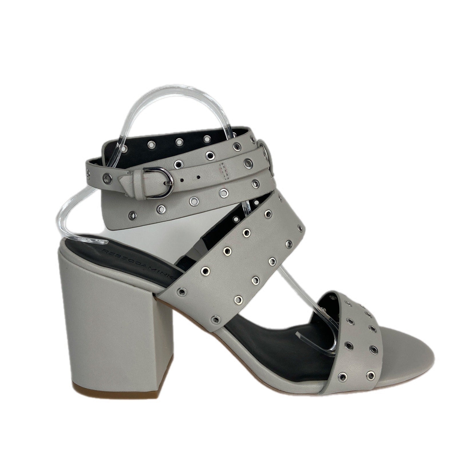 Rebecca Minkoff Carter Grommet Ankle Strap Chunky Heel Sandals - Women's 10.5