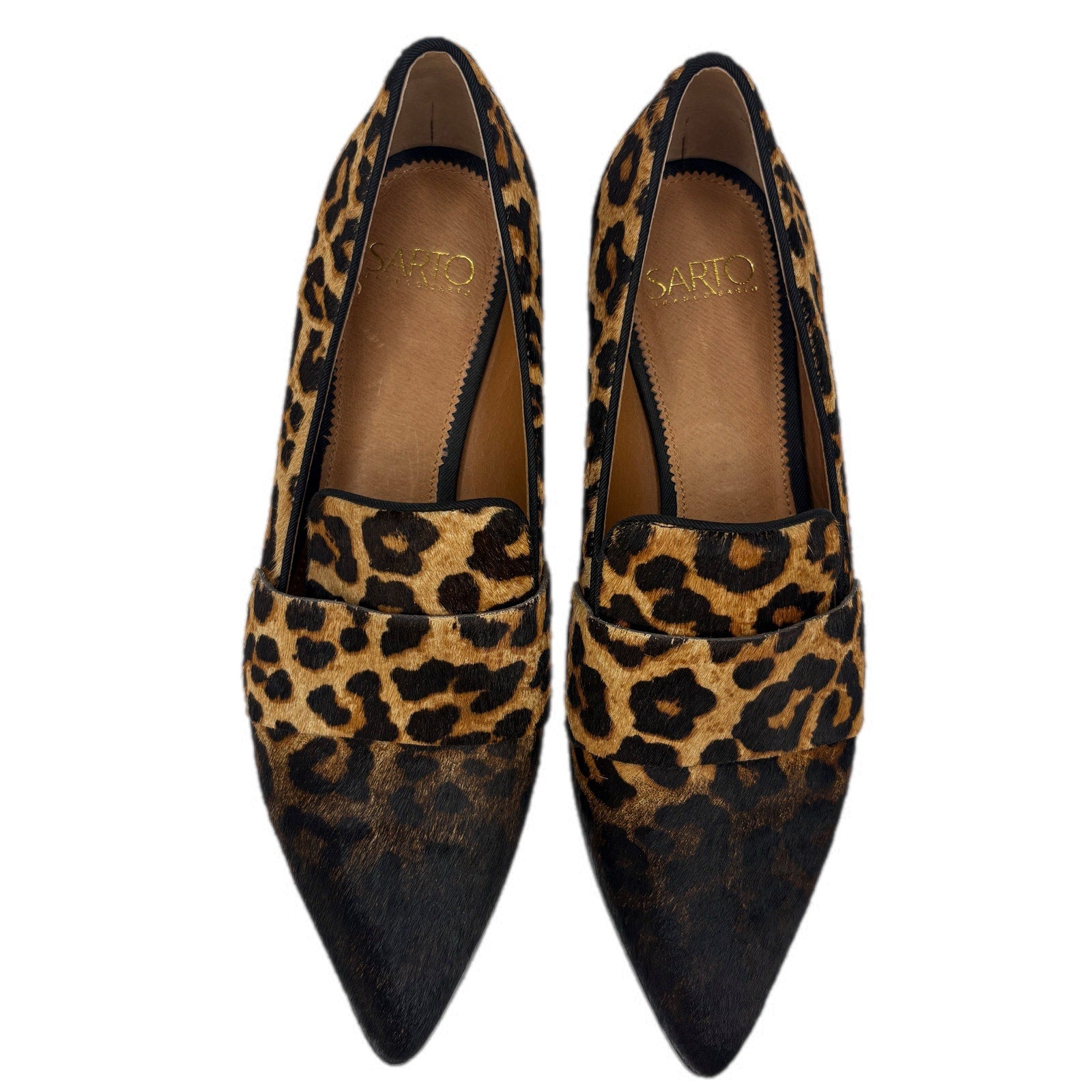 Franco Sarto Cow Hair Dyed Animal Print Pointed Loafers - Women's Size 8