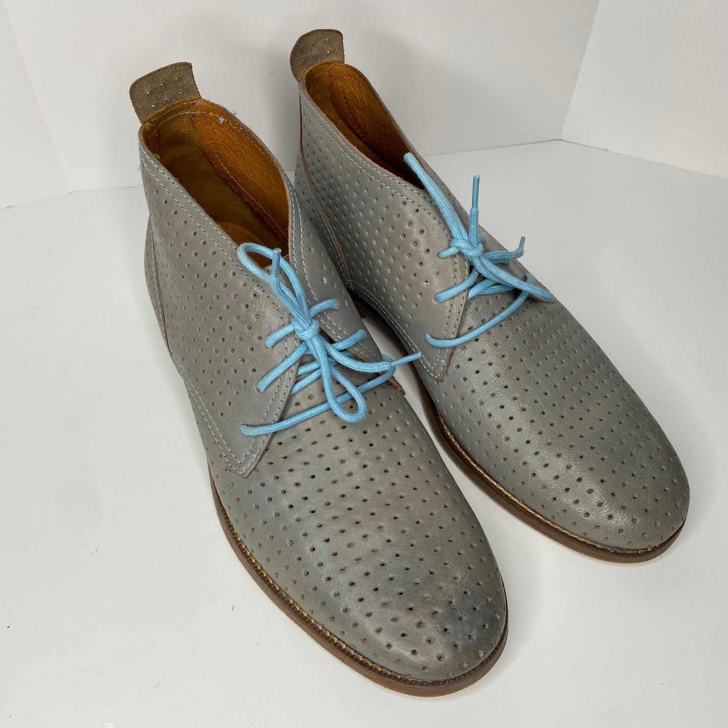 Cole Haan Air Charles Ashley Blue Perforated Boots - Men's Size 9