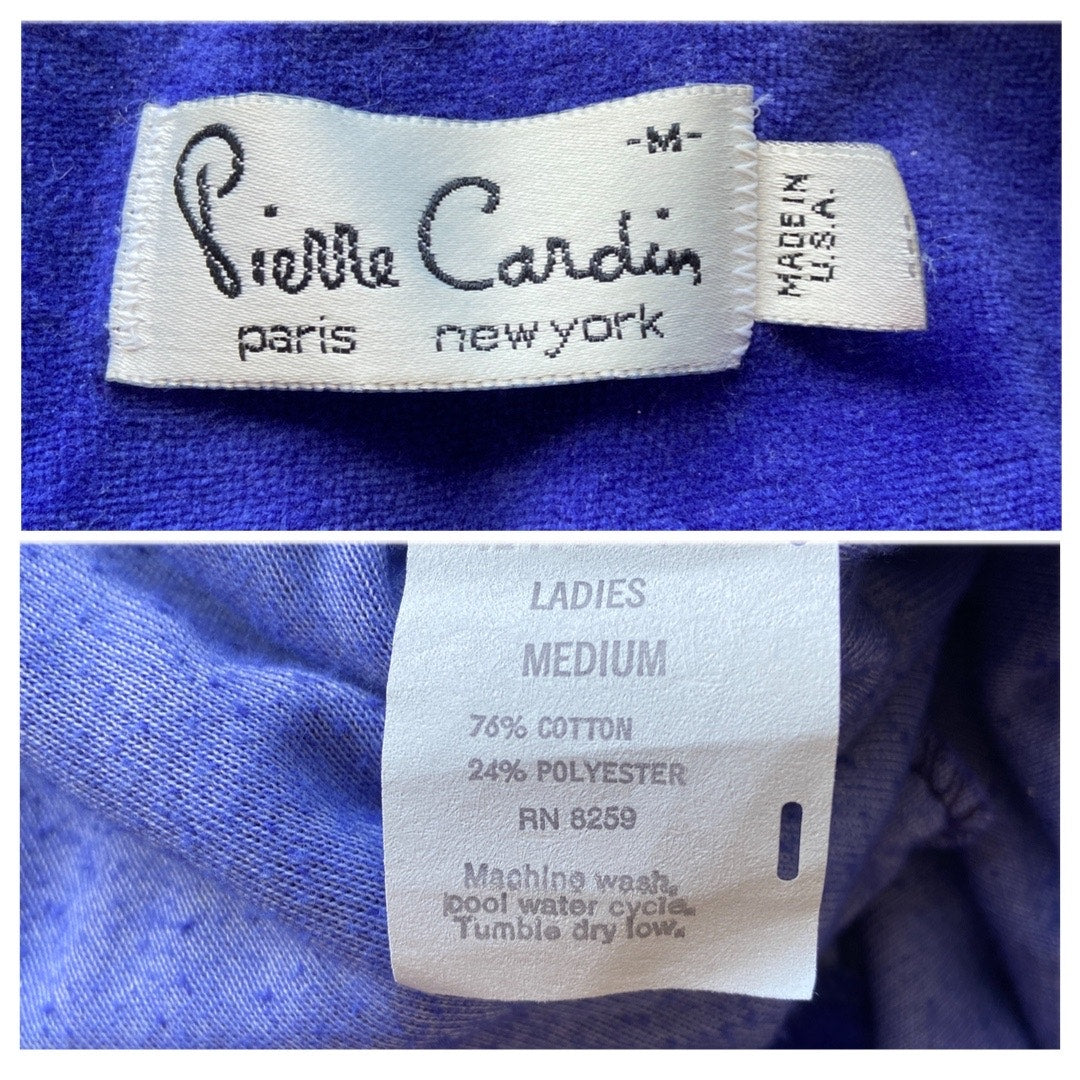 Vintage Pierre Cardin Blue Velour Zip Up Track Jacket - Women's Size M