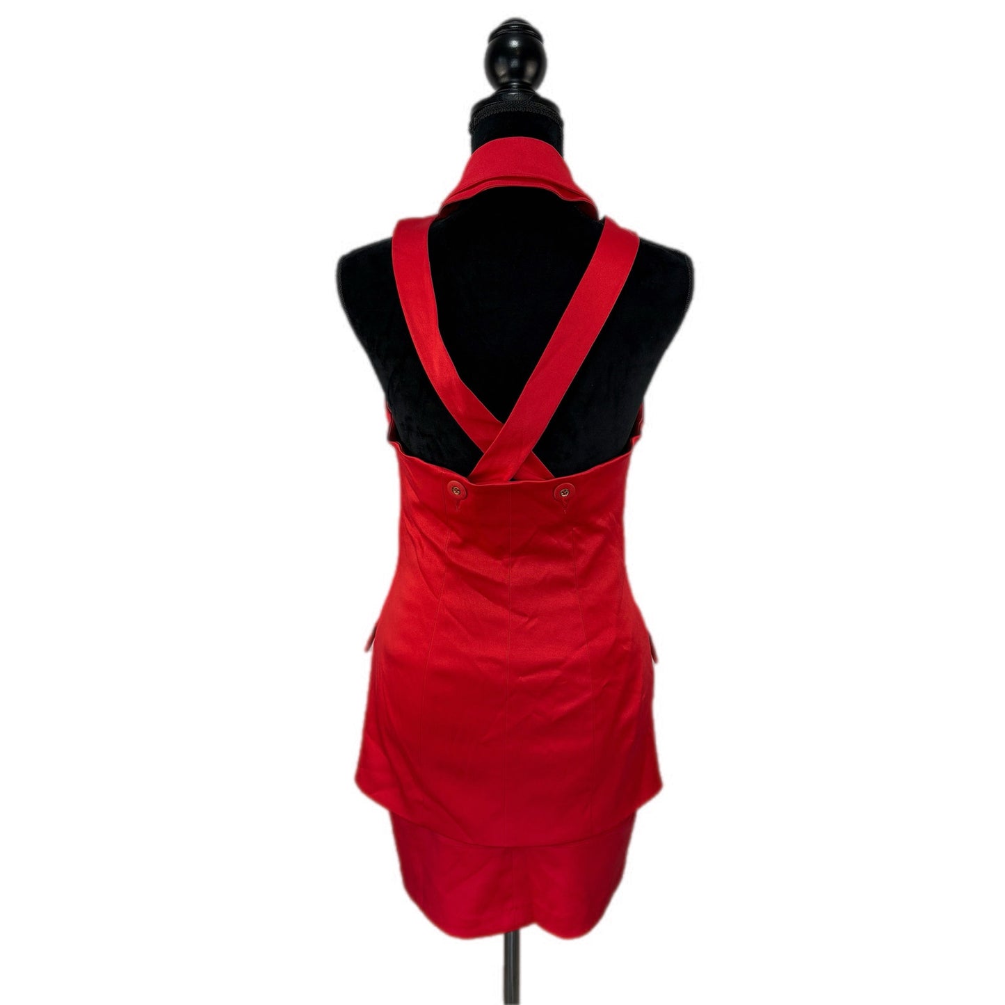 Y2K Corpcore Red Sleeveless Vest Skirt Suit - Women's Size 4