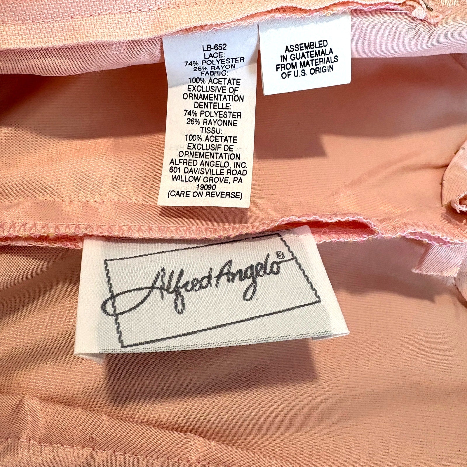 Vintage Alfred Angelo Pink Taffeta Lace Bodice Formal Dress - Women's Size 2