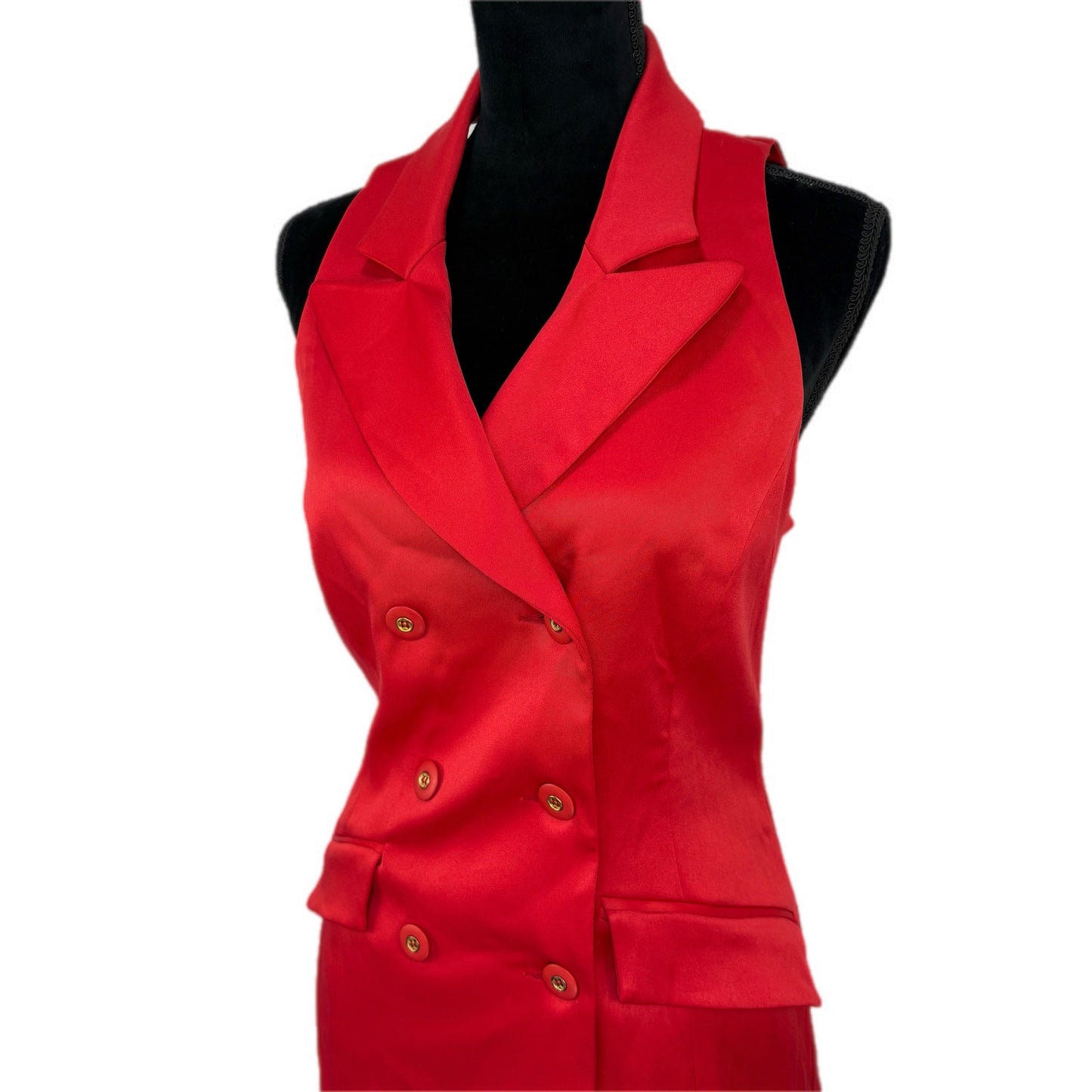 Y2K Corpcore Red Sleeveless Vest Skirt Suit - Women's Size 4