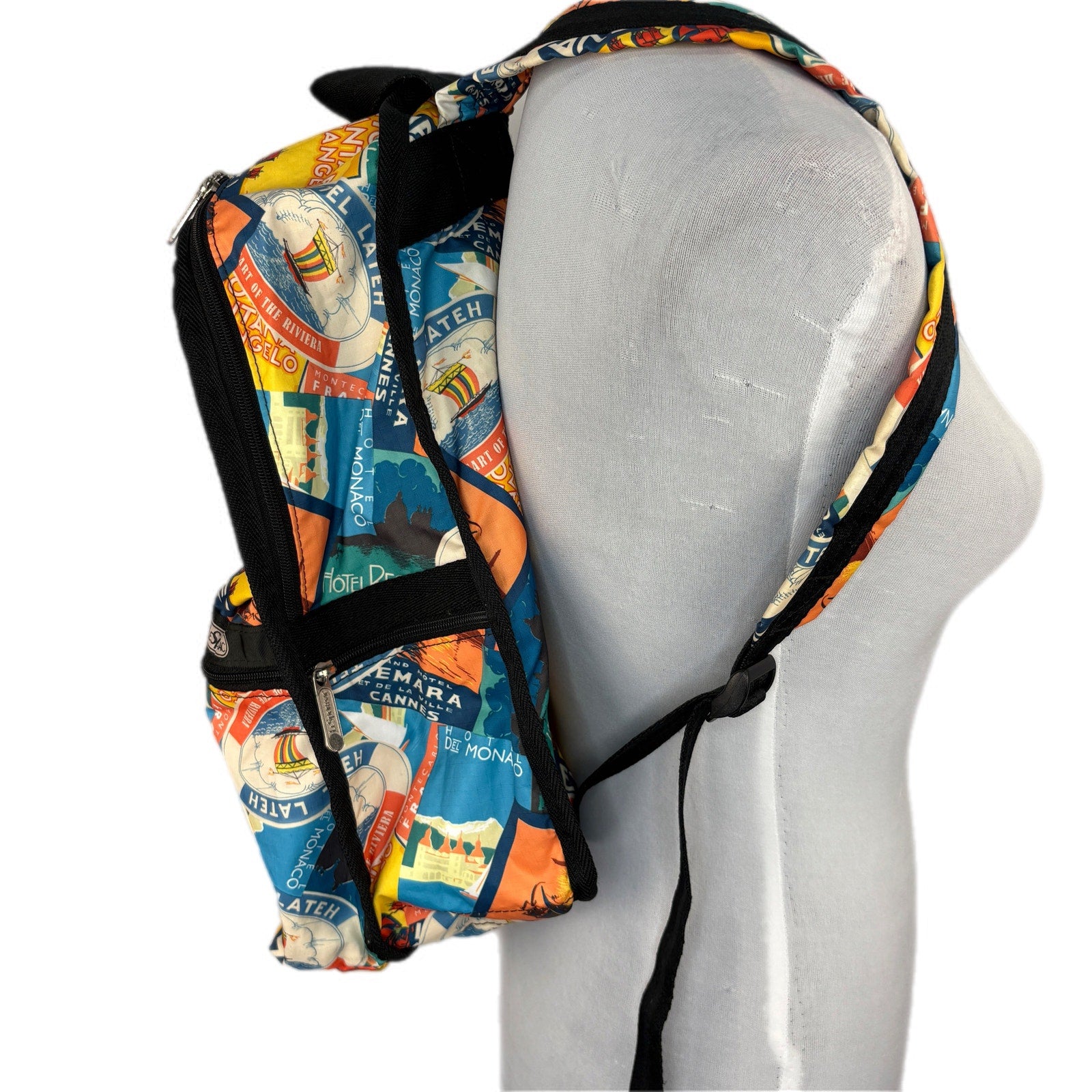 LeSportsac Rare Travel Hotel Postcards Backpack