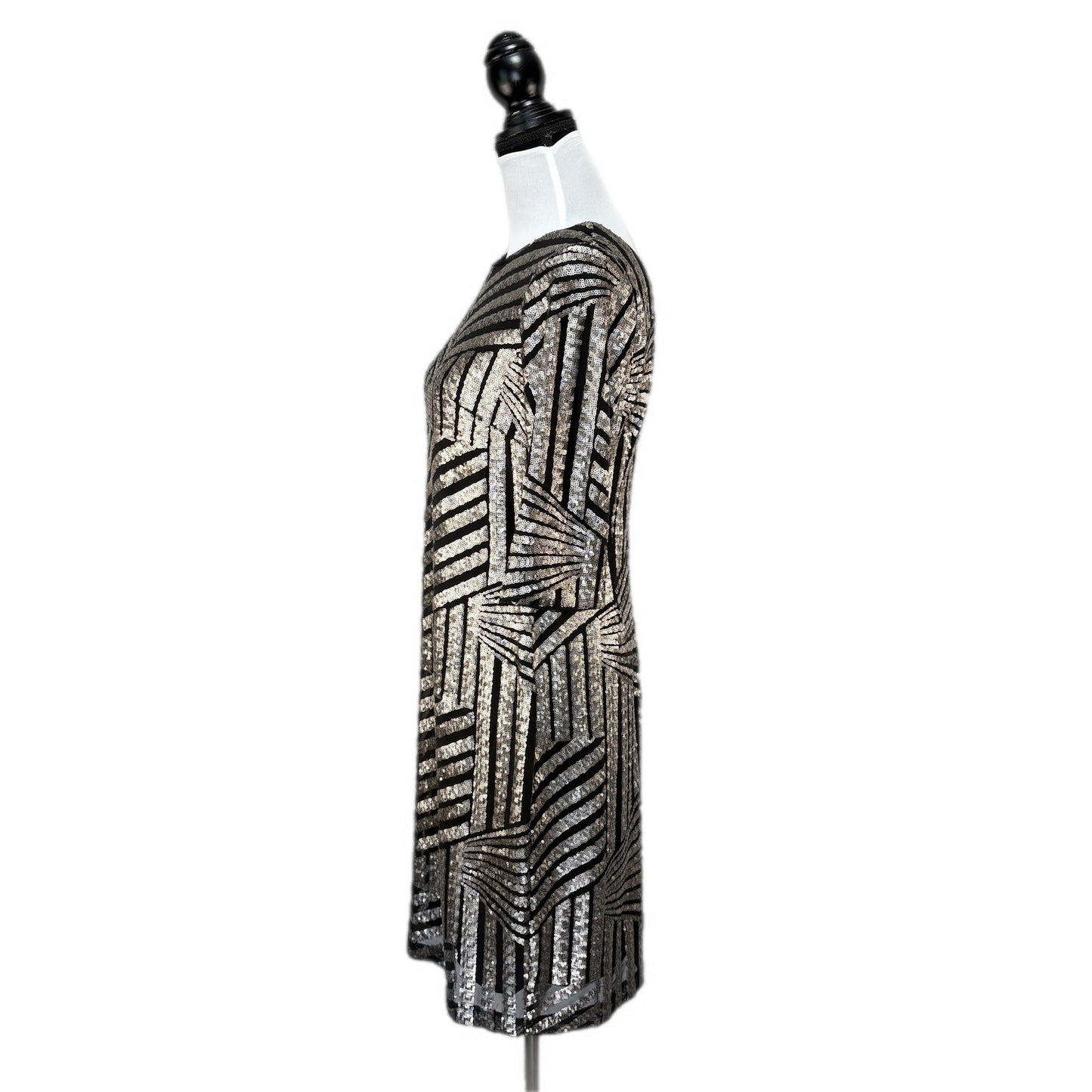 R&M Richards Gunmetal Metallic Quarter Sleeve Formal Dress - Women's Size 10P