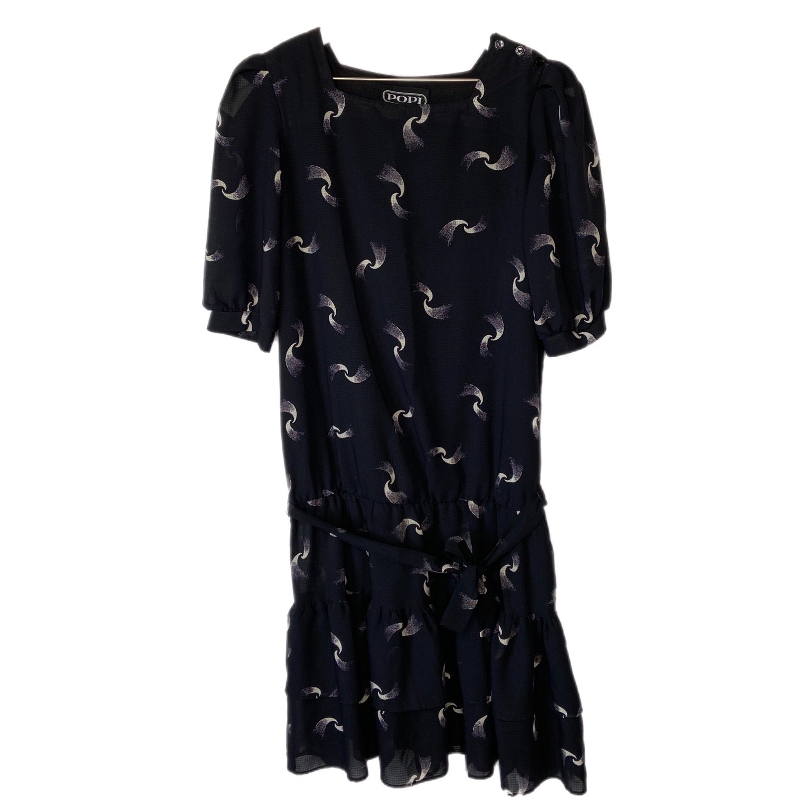 Vintage 90's Drop Waist Tiered Ruffle Dress - Women's Size 7/8