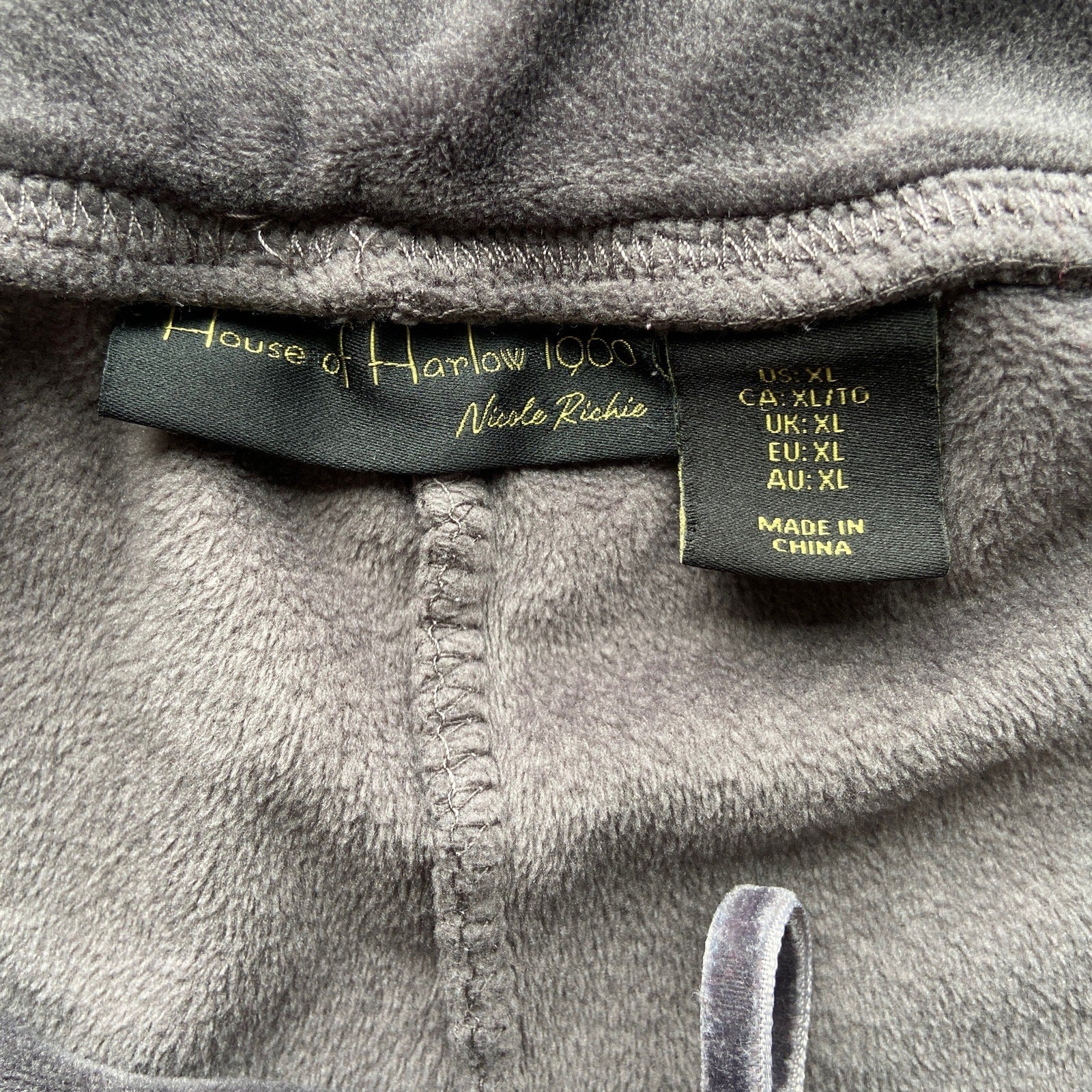 House of Harlow 1960 Nicole Richie Gray Velour Joggers - Women's Size XL