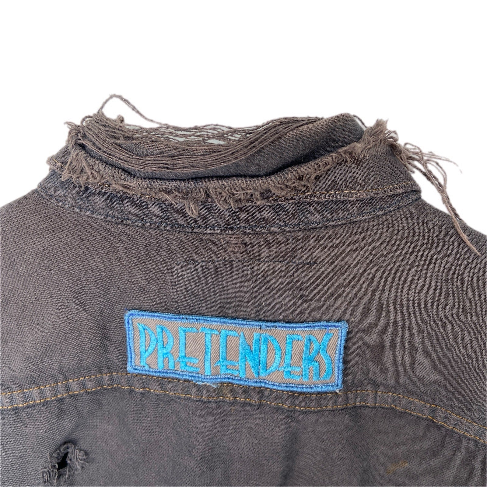Levi's Distressed Dark Denim Pretenders Patch Jean Jacket - Women's Size Large