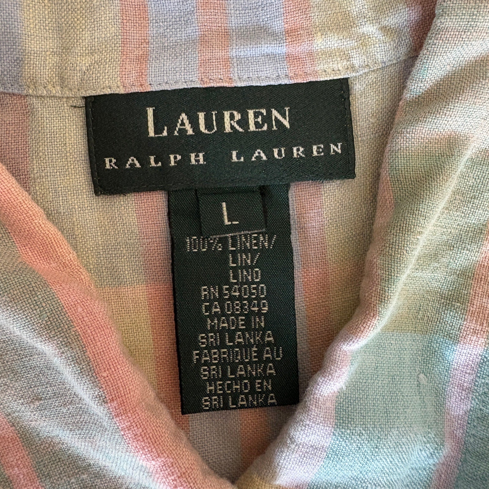 Ralph Lauren Pastel Plaid Sleeveless Button Up Shirt - Women's Size L