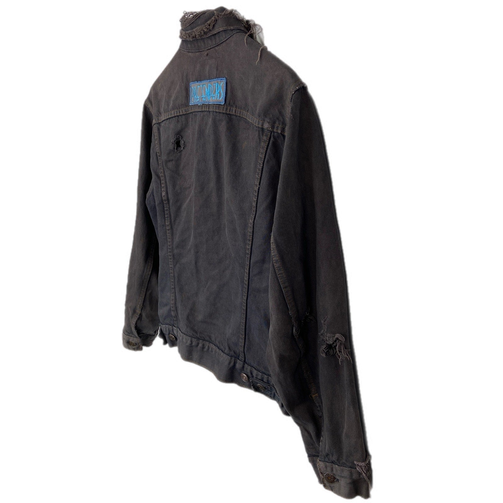 Levi's Distressed Dark Denim Pretenders Patch Jean Jacket - Women's Size Large