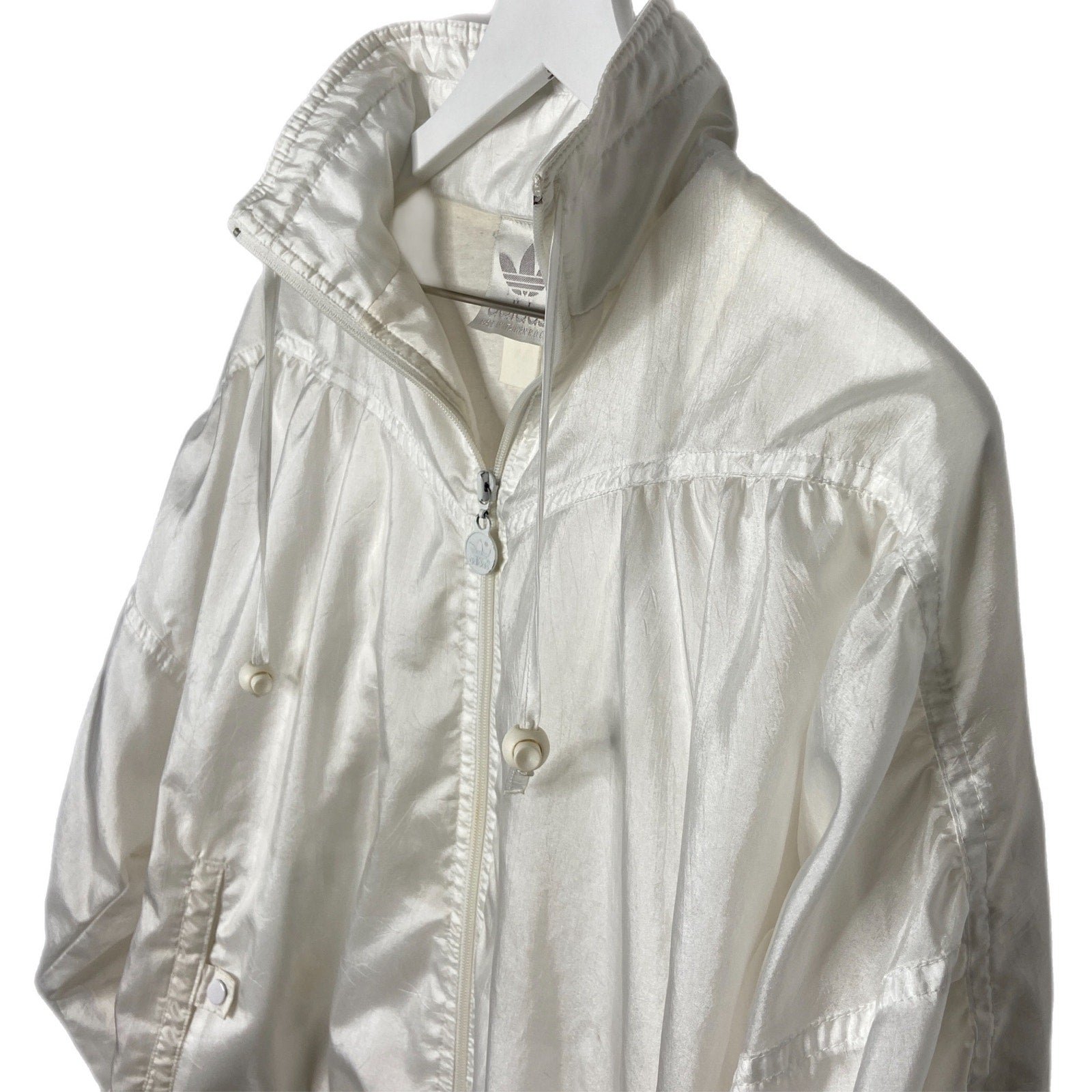 Vintage Adidas All White Oversized Fit Trefoil Logo Windbreaker - Women's Size Large