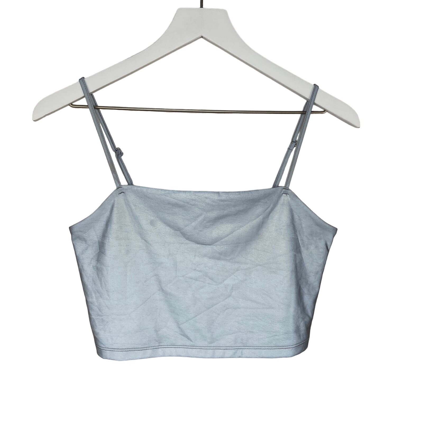 Silver Matte Metallic Crop Tank Top - Women's Size M