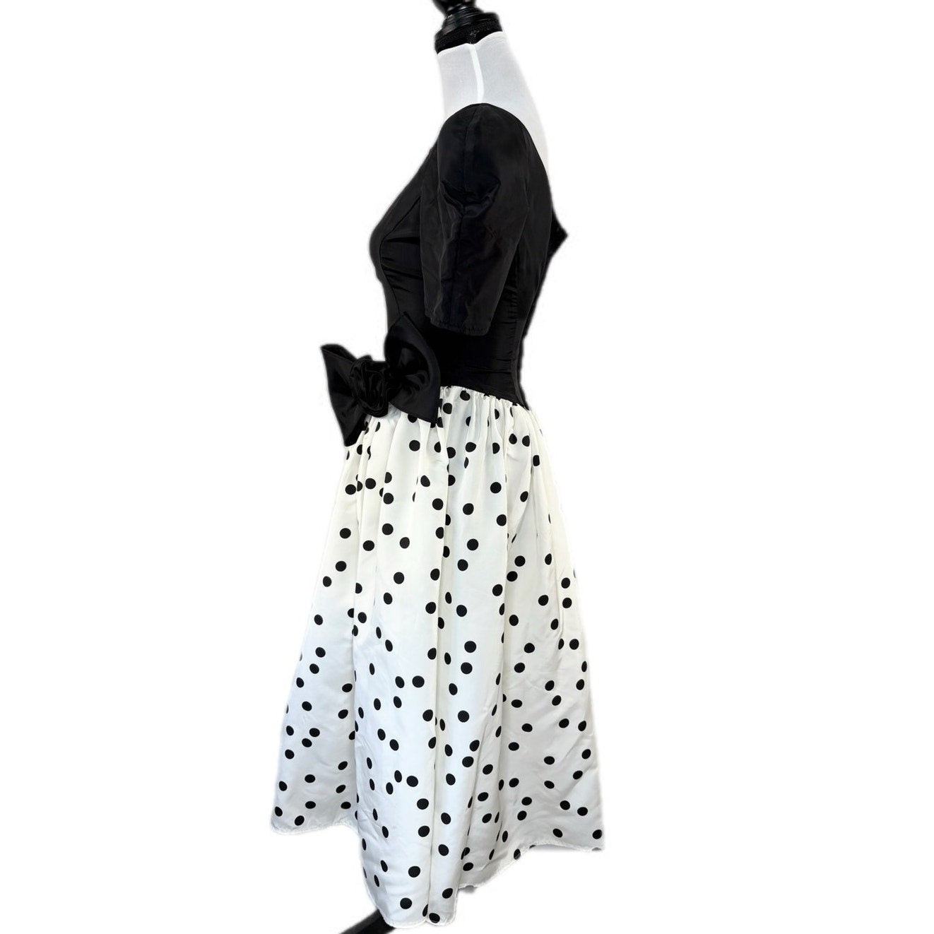Gunne Sax Jessica McClintock Taffeta Polka Dot Big Bow Formal Dress - Size 3/4