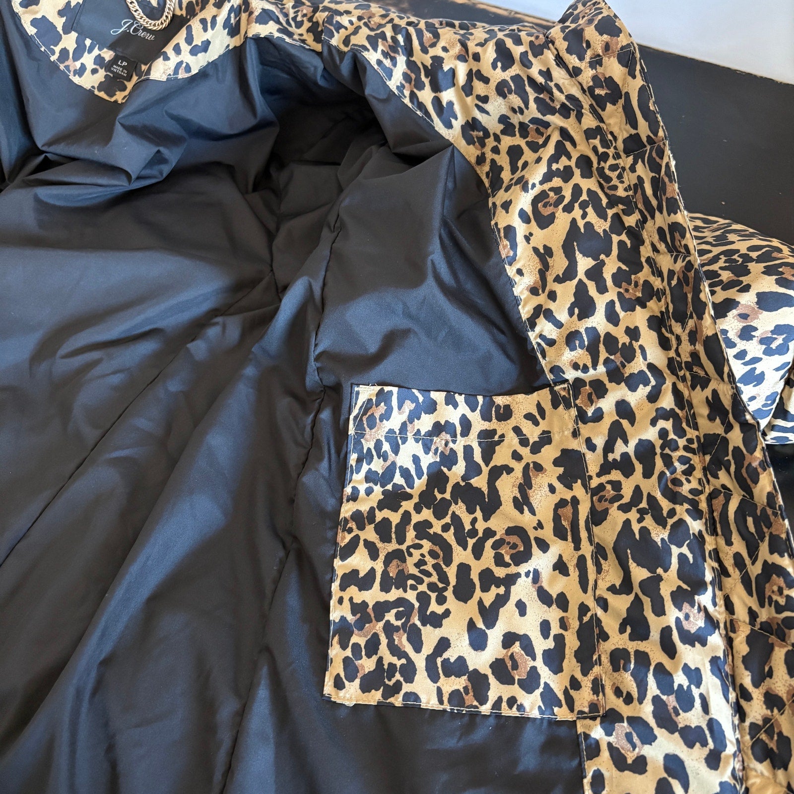 J. Crew Leopard Print Long Puffer Parka Primaloft - Women's Size L