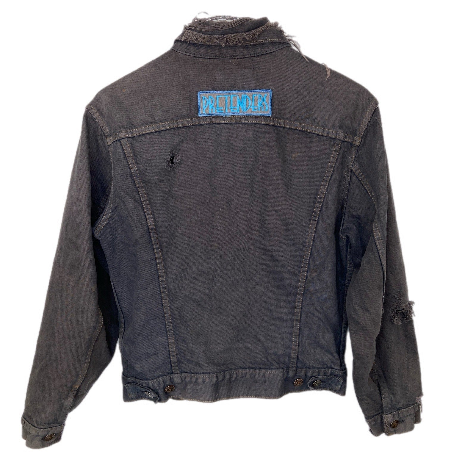 Levi's Distressed Dark Denim Pretenders Patch Jean Jacket - Women's Size Large