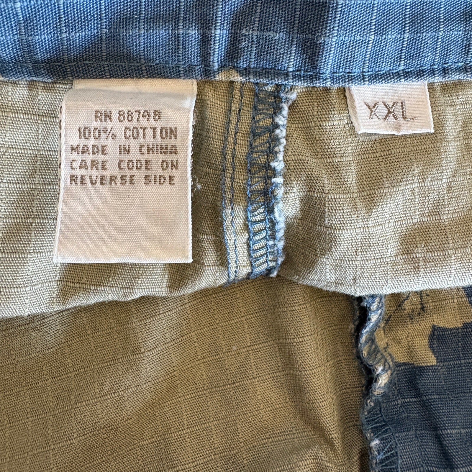 The Territory Ahead Blue Pigment Dyed Leaf Print Cotton Shorts - Men's XXL