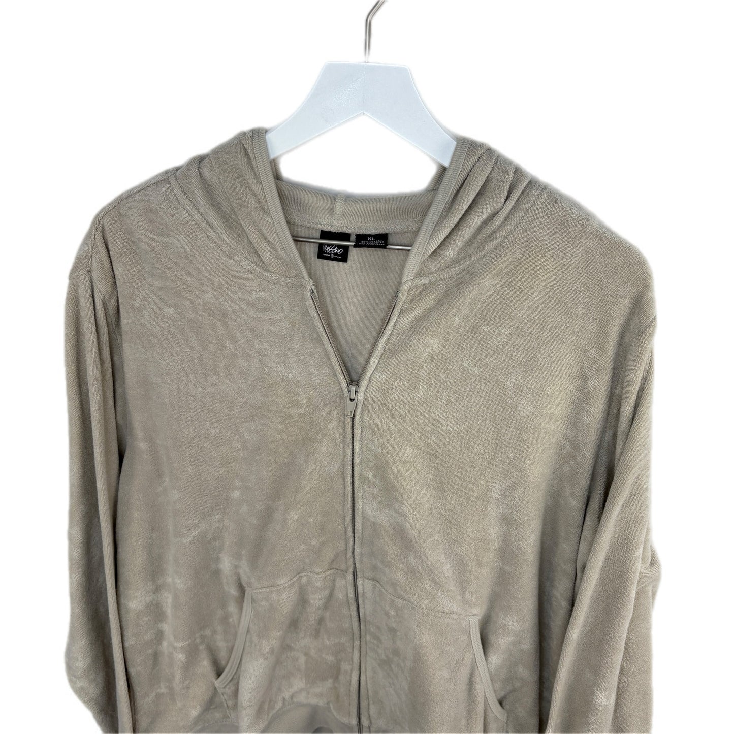 Y2K Tan Velour Zip Up Hoodie - Women's Size XL