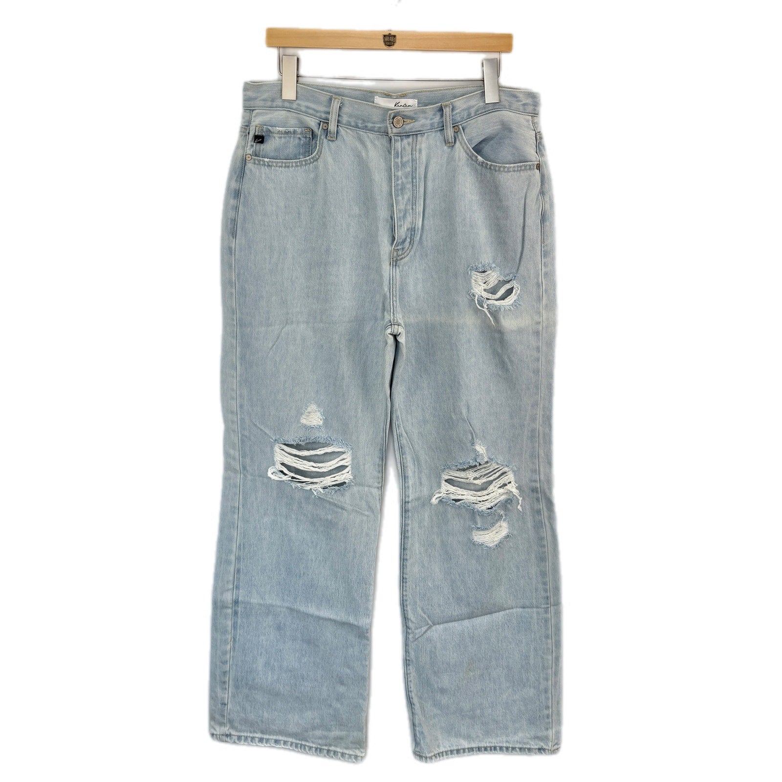 Kancan Wide Leg Faded Distressed High Waist Jeans - Women's Size 15