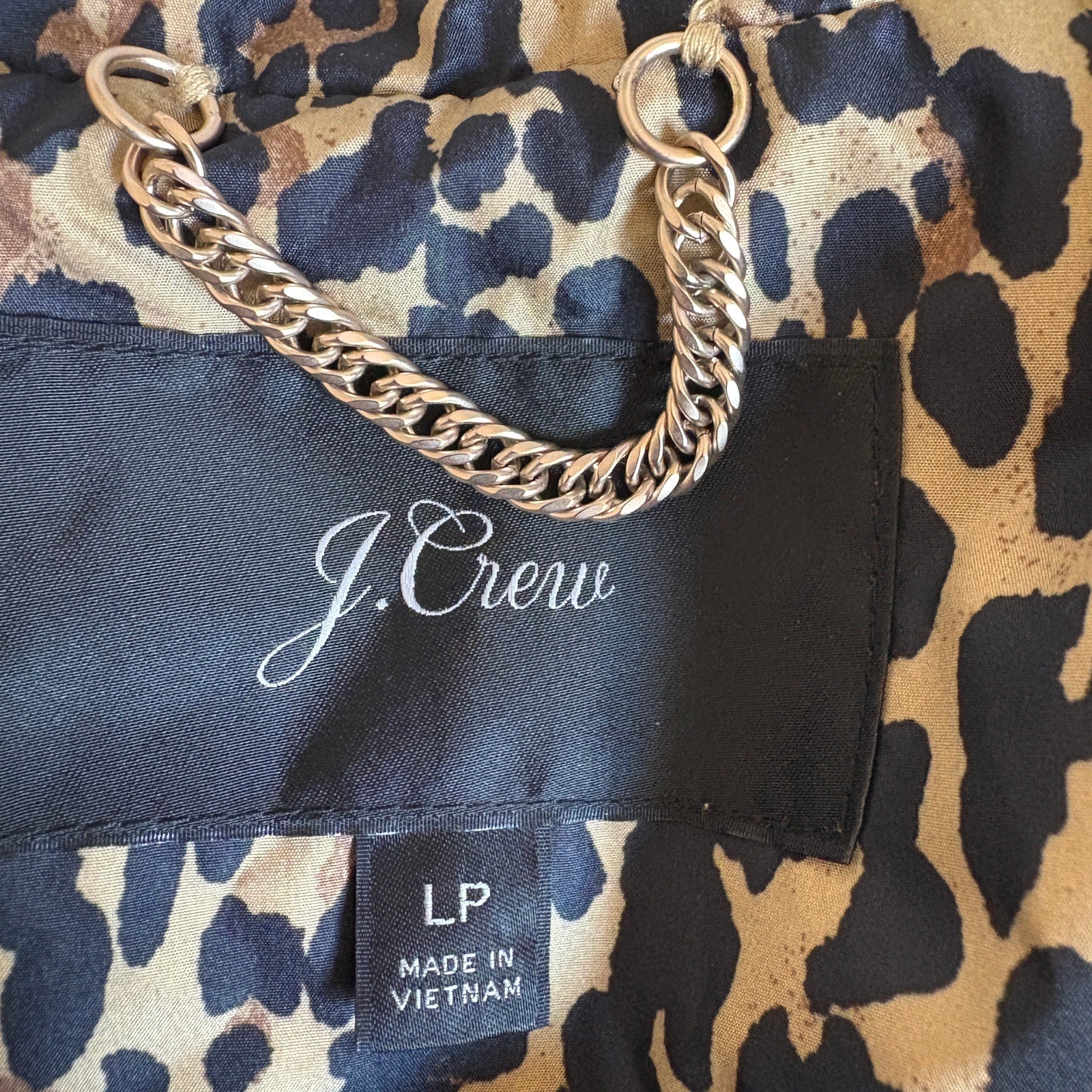 J. Crew Leopard Print Long Puffer Parka Primaloft - Women's Size L