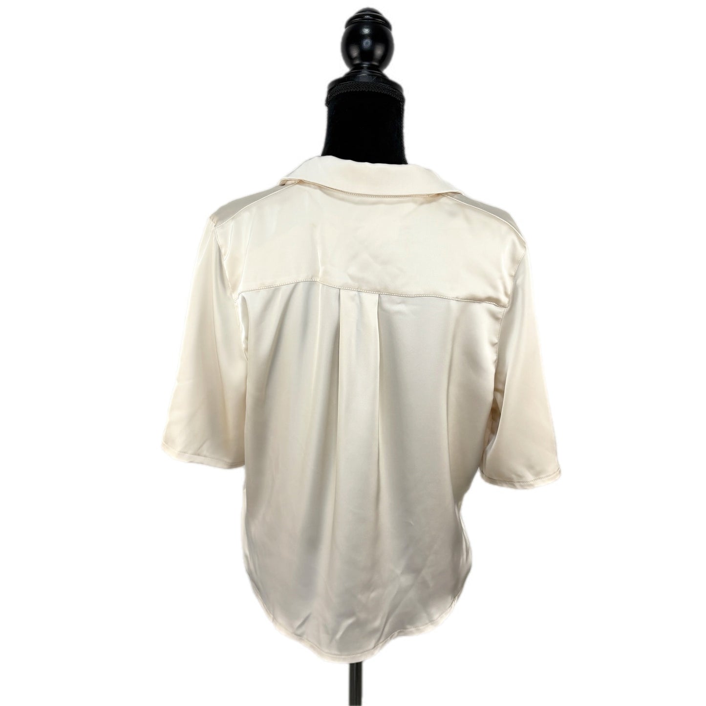 Gentle Fawn Satin Cream Crop Short Sleeve Top NWT - Women's Size L