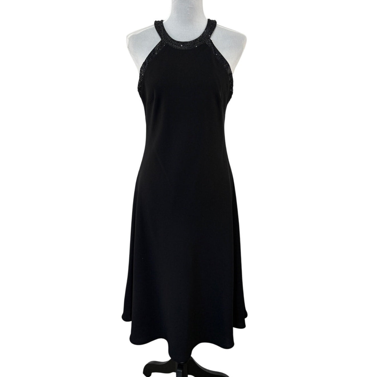 Y2k Black Halter Beaded Neckline Formal Dress - Women's Size 12 Y2k Black Halter Beaded Neckline Formal Dress - Women's Size 12